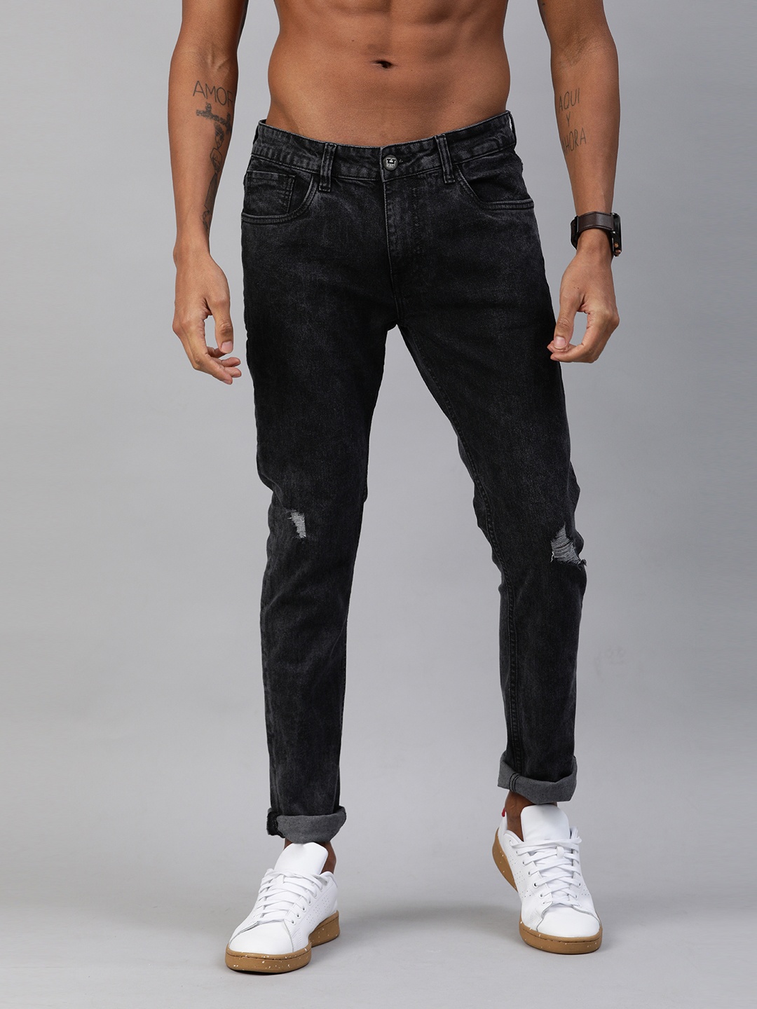 

Harvard Men Grey Skinny Fit Mid-Rise Mildly Distressed Stretchable Jeans