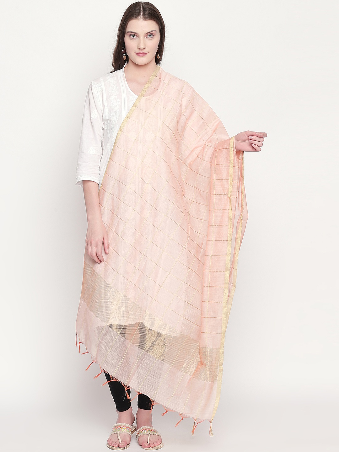 

RANGMANCH BY PANTALOONS Pink Checked Dupatta