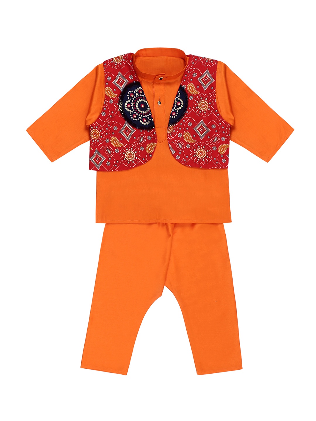 

Superminis Boys Orange Printed Kurta with Pyjamas