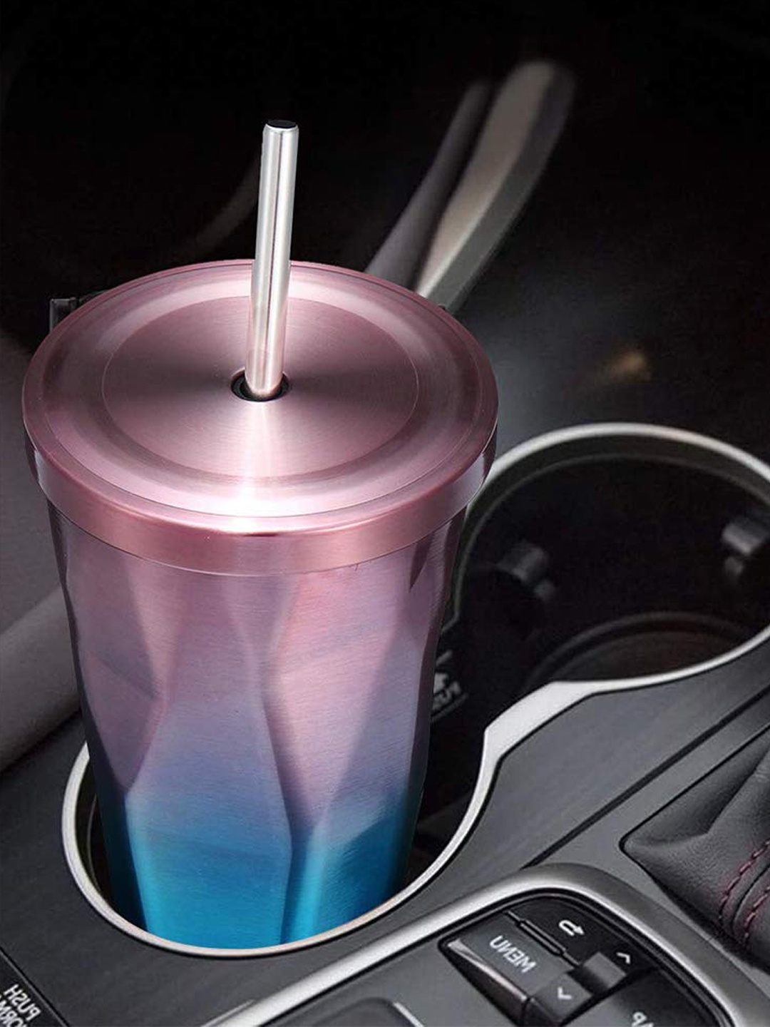 

INCRIZMA Brown & Blue Stainless Steel Double Wall Tumbler with Straw and Lid