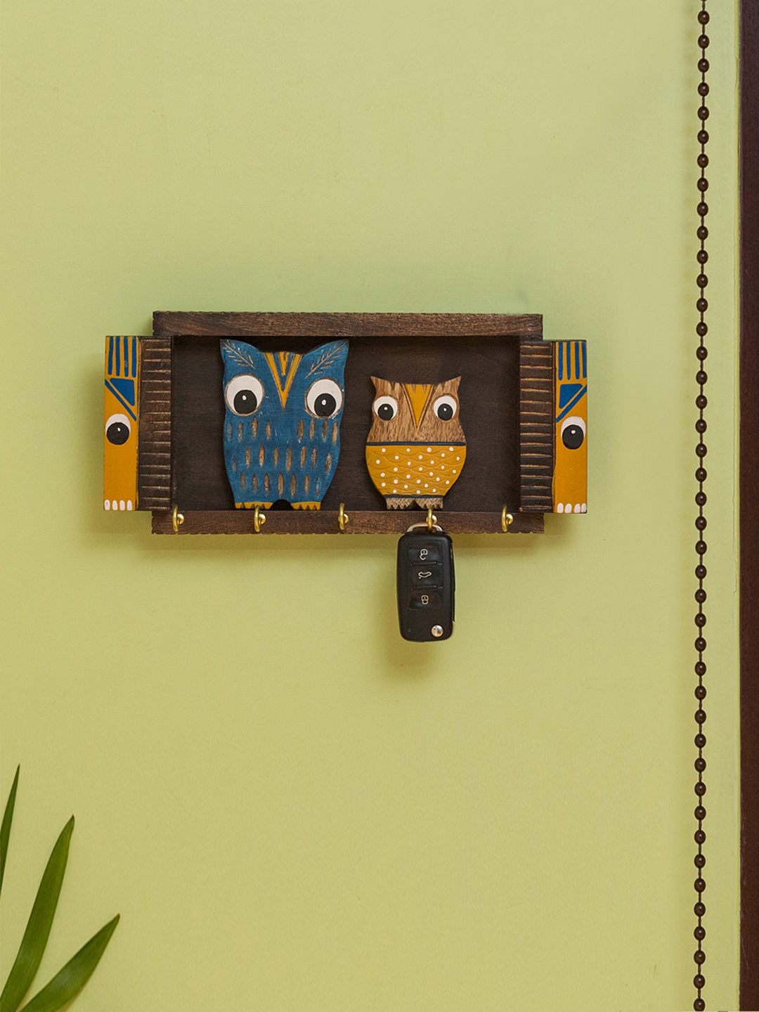 

ExclusiveLane Owl & Owlet Handcrafted Decorative Mango Wooden Key Holders, Brown