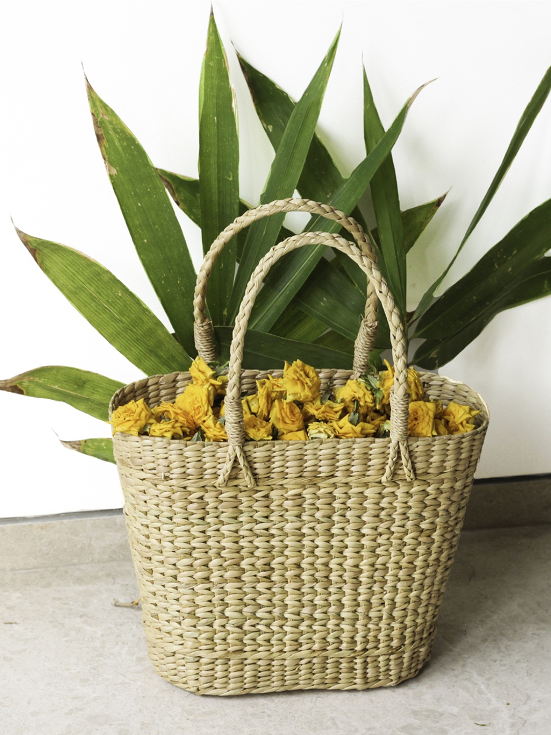 

NOW & ZEN Brown Oval Medium Sea-Grass Shopping Basket
