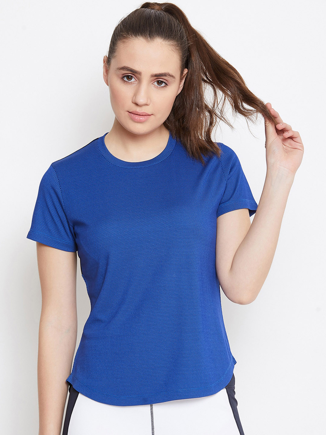 

PERFKT-U Women Blue Solid Round Neck T-shirt