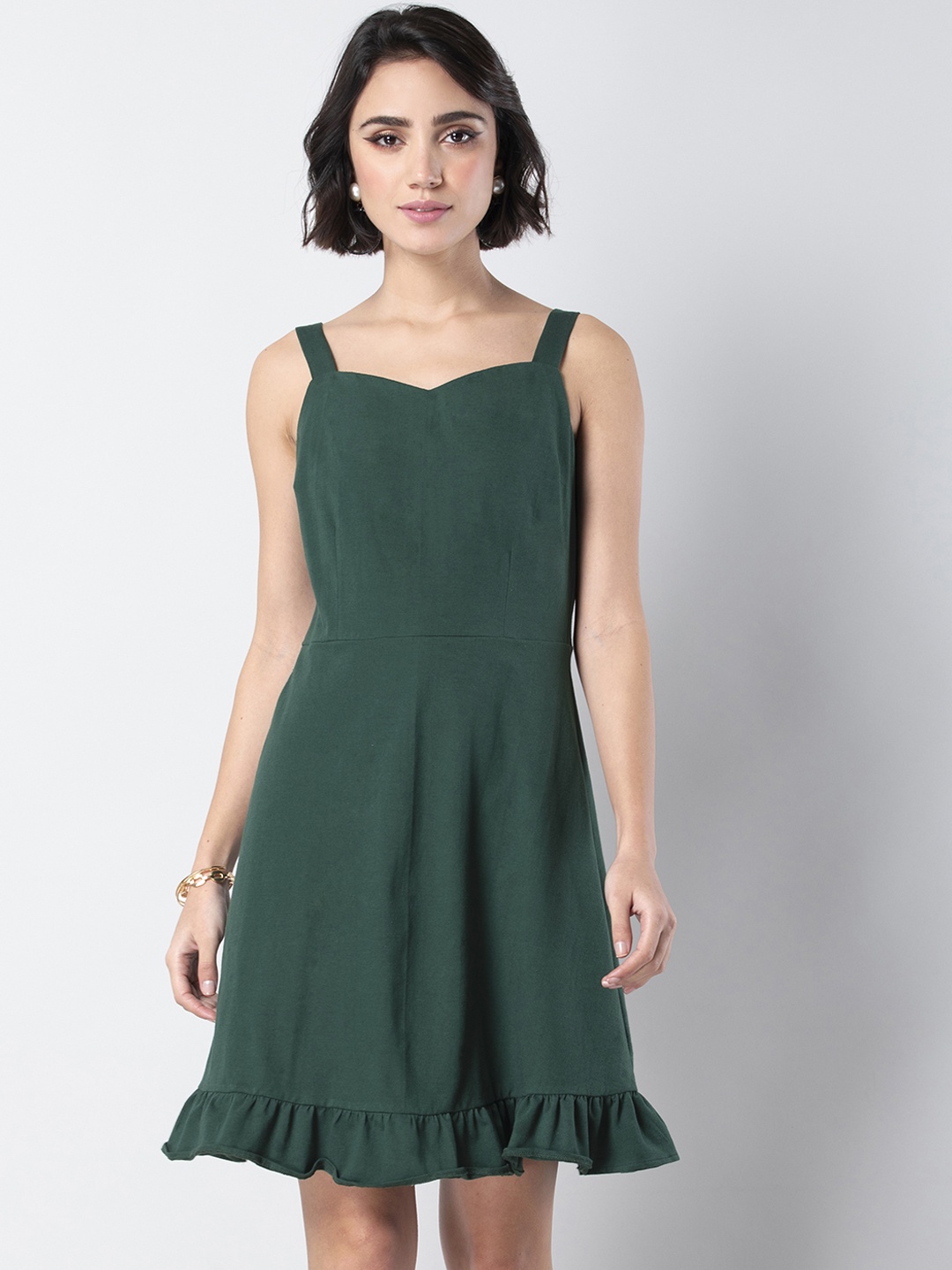 

FabAlley Women Green Solid A-Line Dress