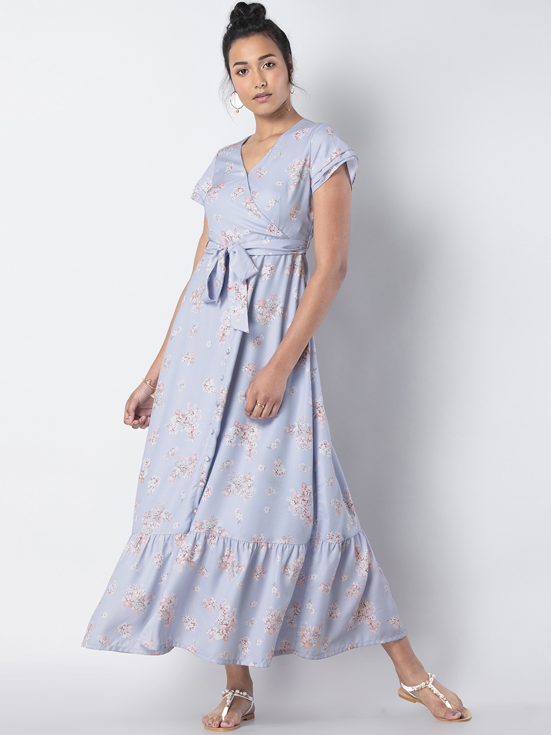 

FabAlley Women Blue Printed Maxi Dress