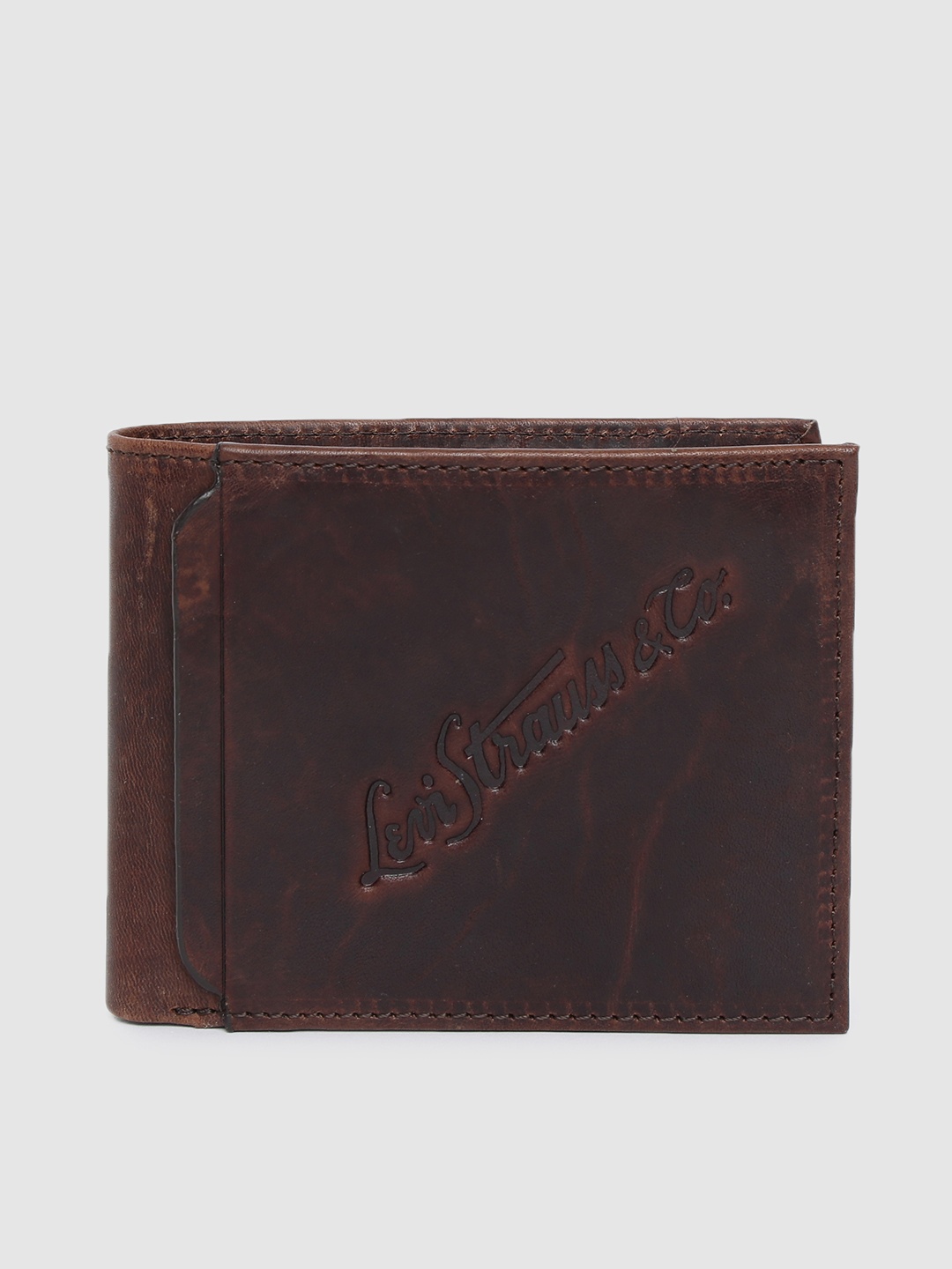 

Levis Men Brown Textured Genuine Leather Two Fold Wallet