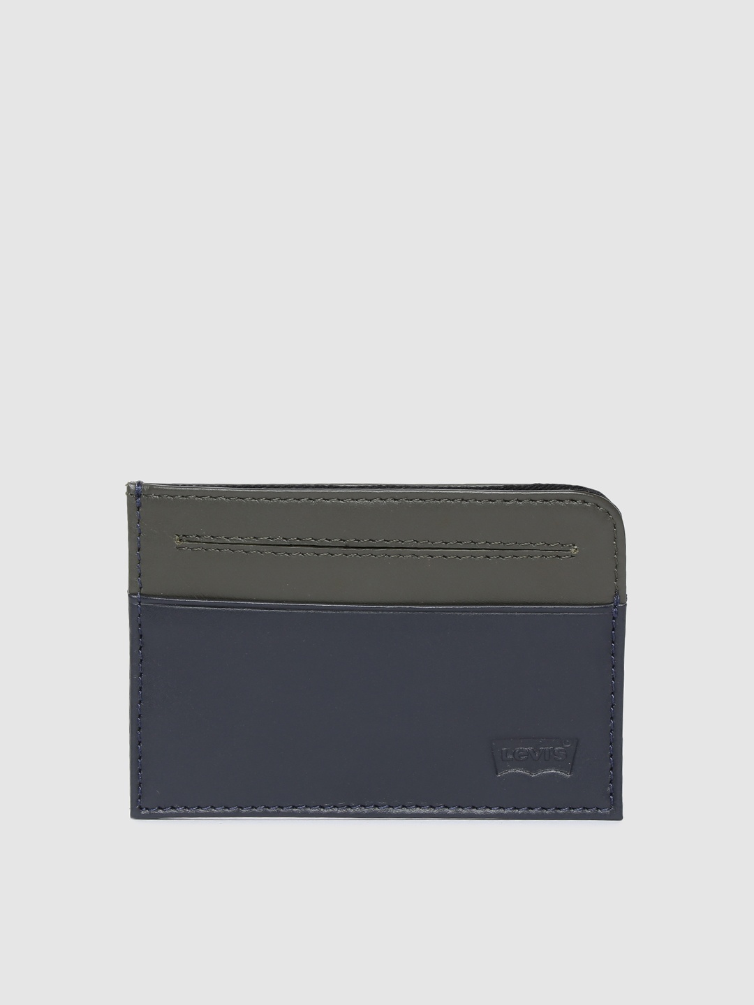 

Levis Men Blue & Olive Green Colourblocked Leather Card Holder