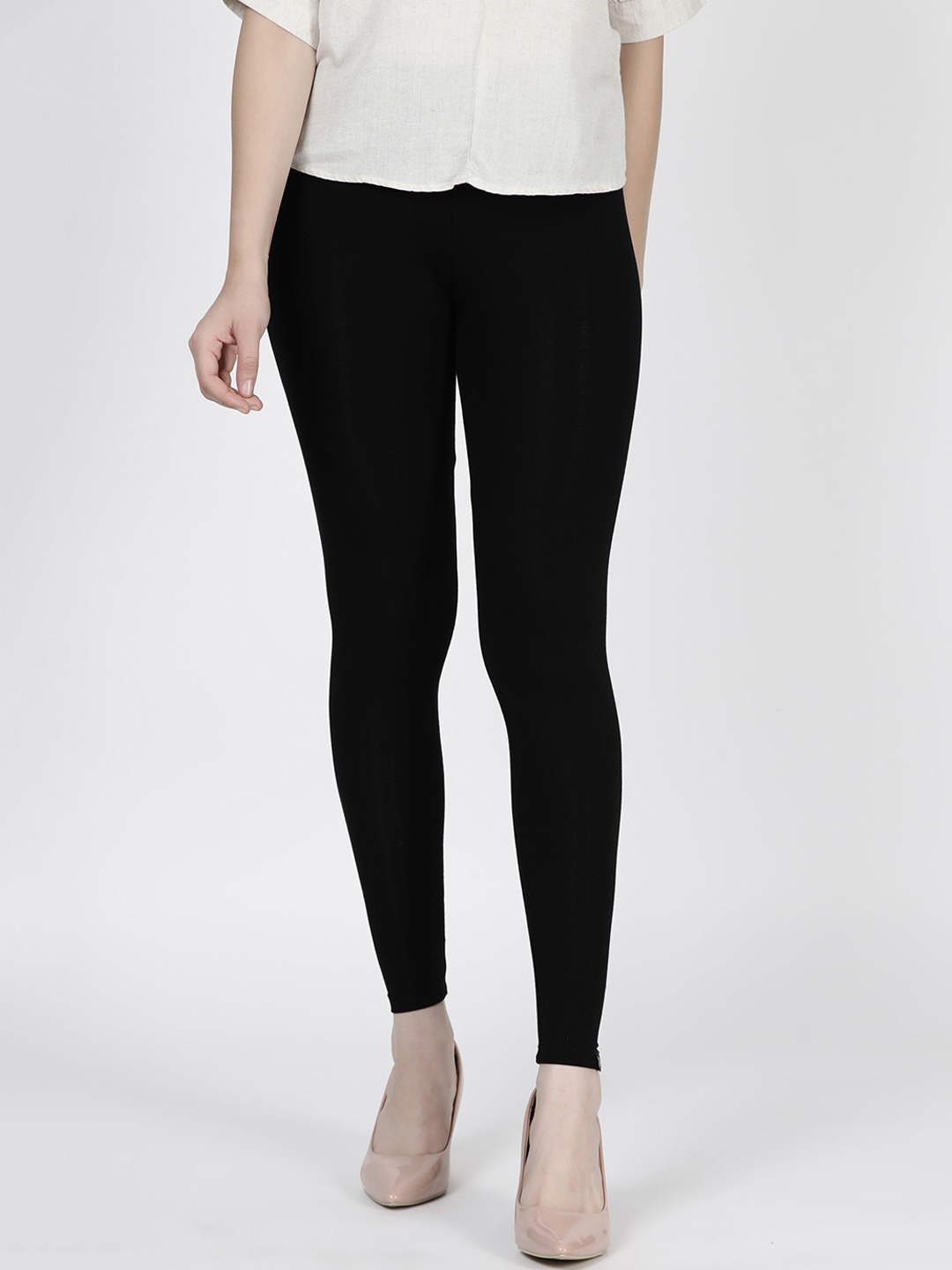 

TWIN BIRDS Women Black Solid Plus Ankle-Length Leggings