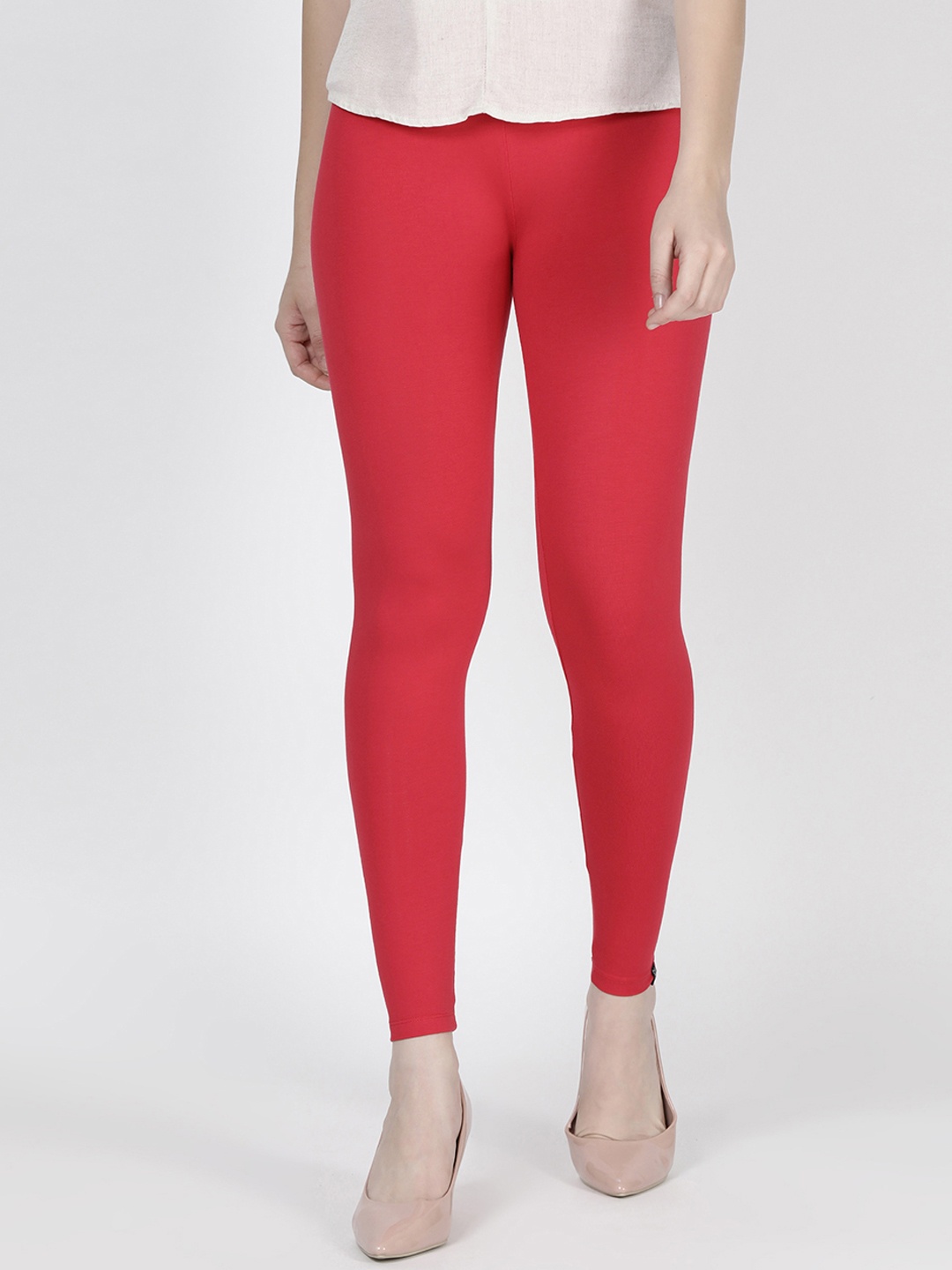 

TWIN BIRDS Women Red Solid Ankle-Length Leggings