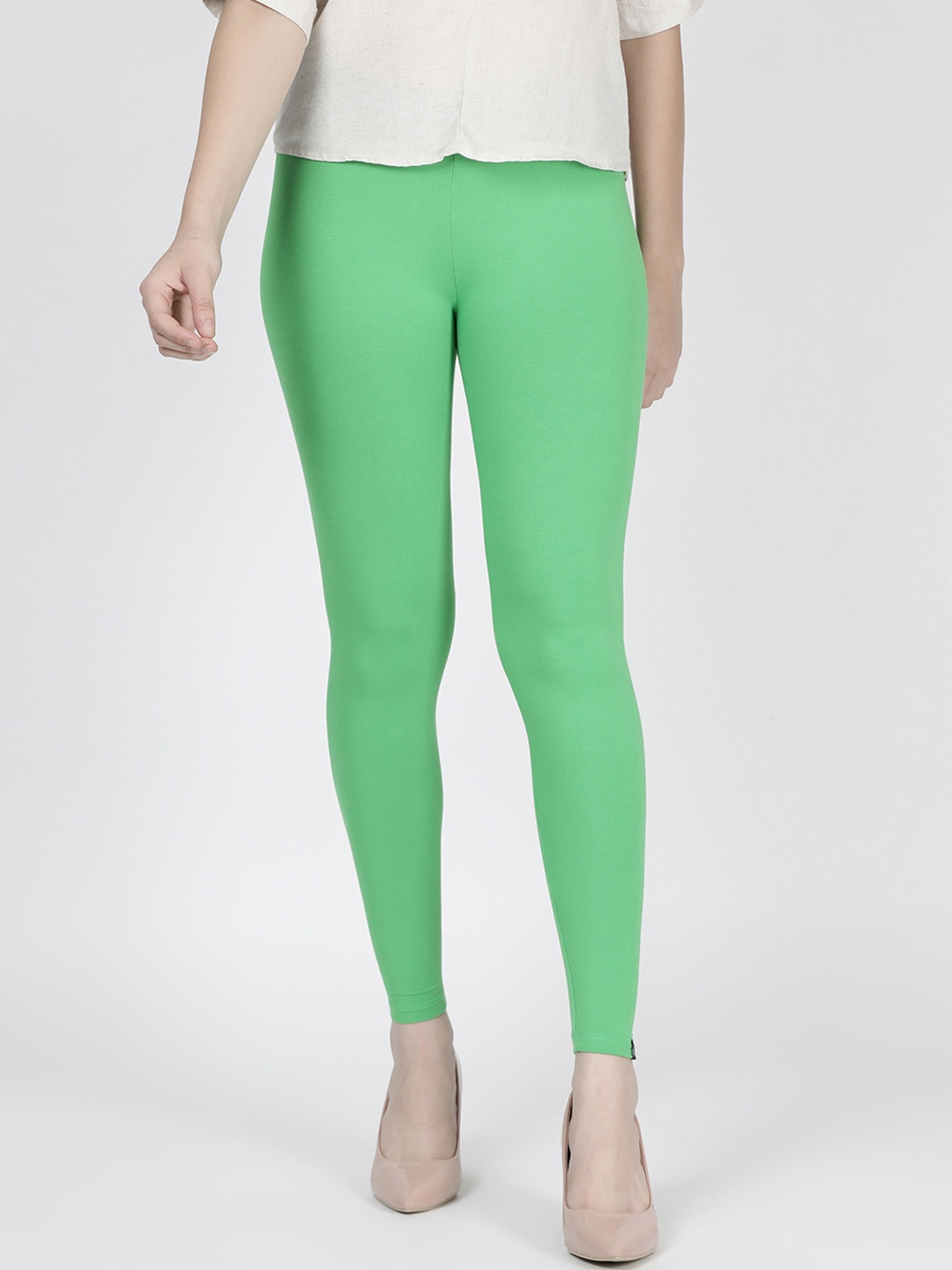 

TWIN BIRDS Women Green Solid Ankle-Length Leggings