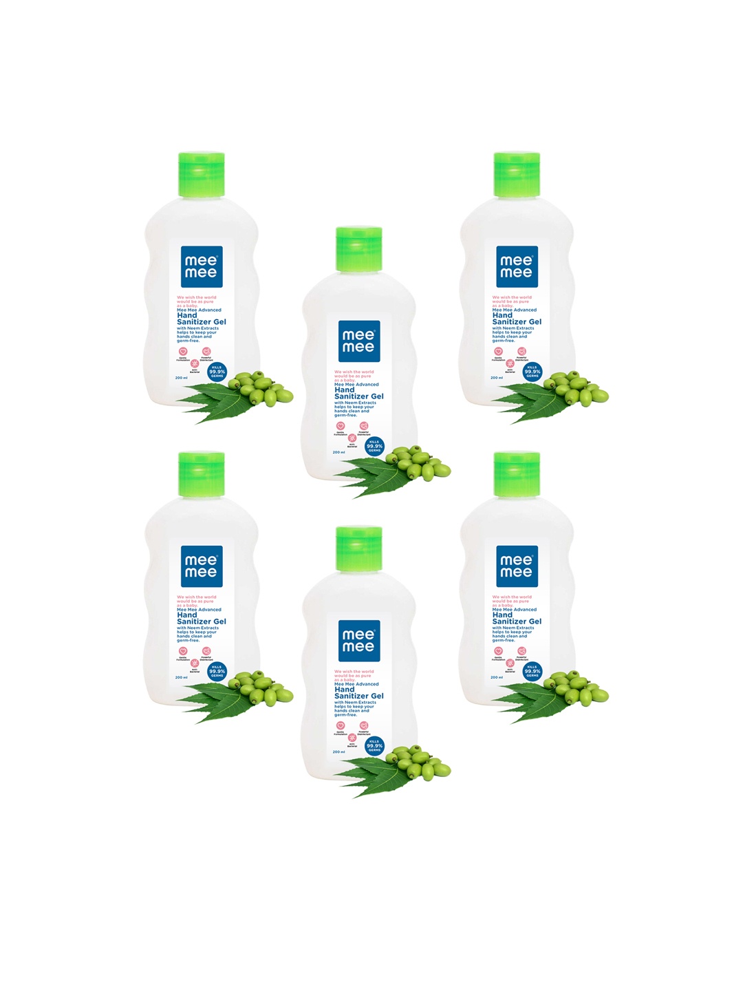 

Mee Mee Pack Advanced Hand Sanitizer Gel with Neem Extracts 200 ml each, White