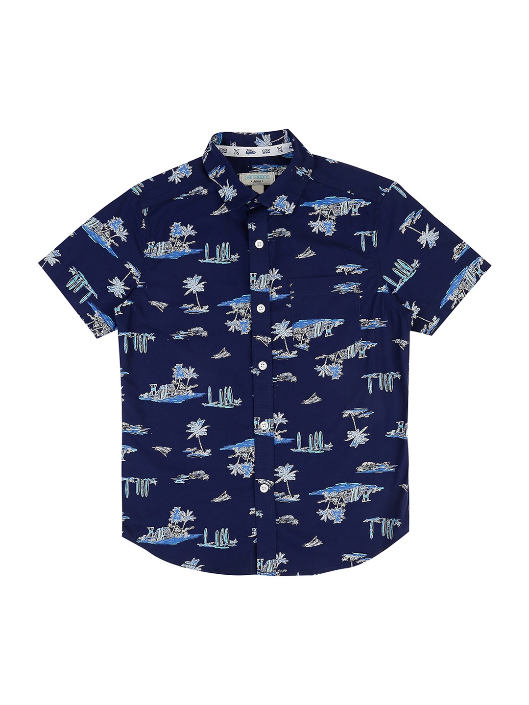 

Pantaloons Junior Boys Navy Blue Regular Fit Printed Casual Shirt