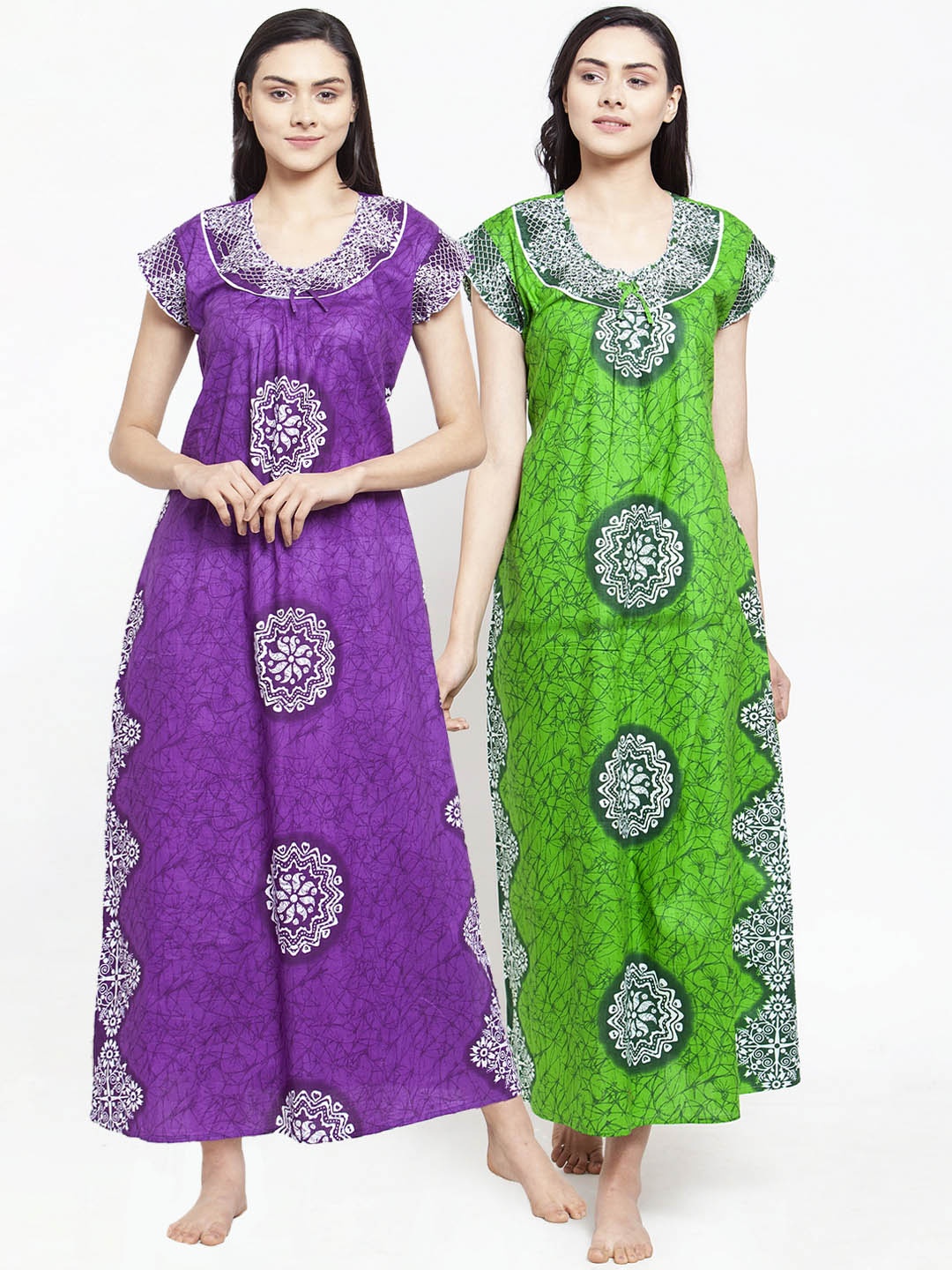 

Secret Wish Pack Of 2 Printed Nightdresses NT-E217-837-840, Violet