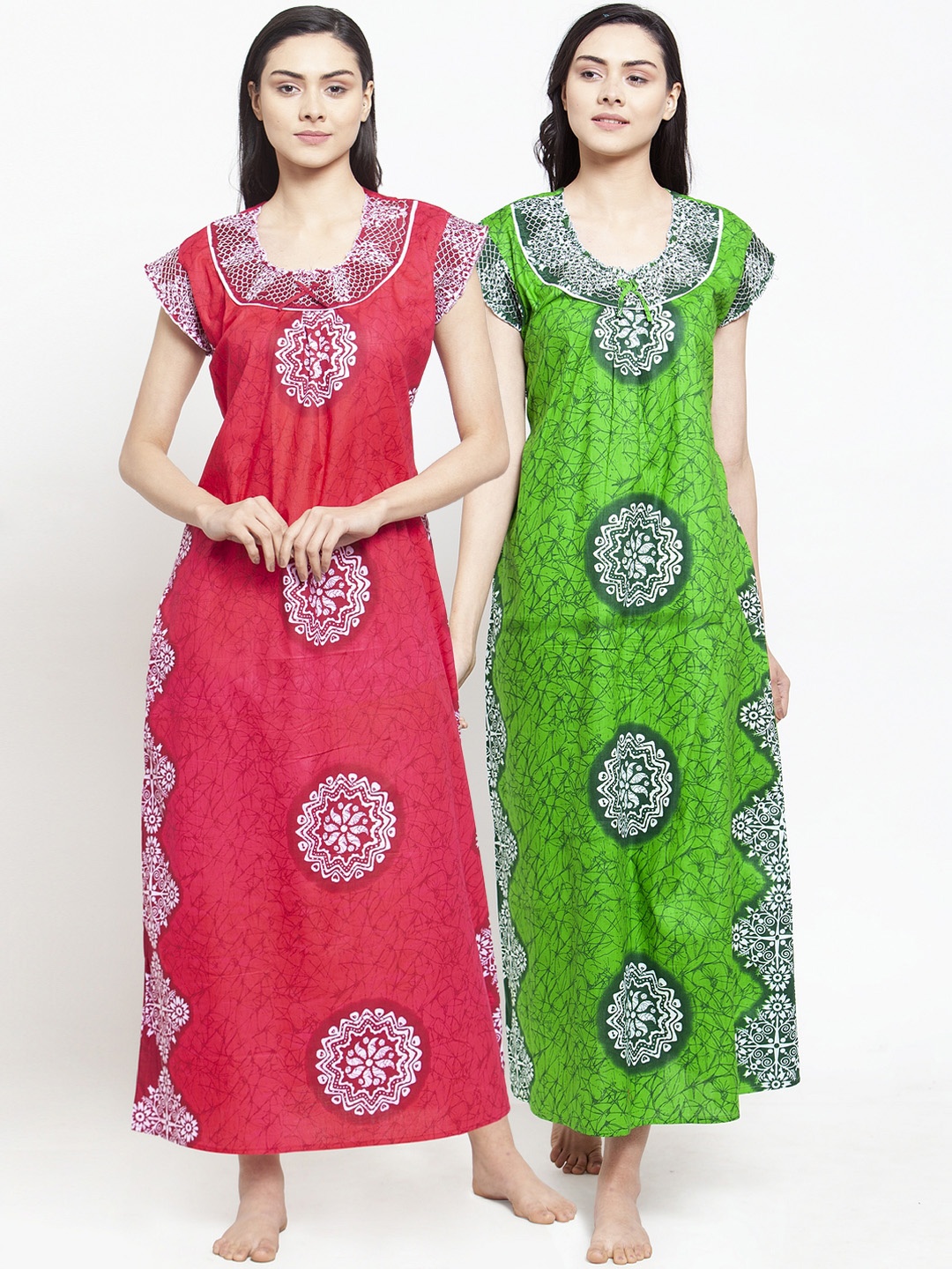 

Secret Wish Pack Of 2 Printed Nightdresses NT-E217-838-840, Red