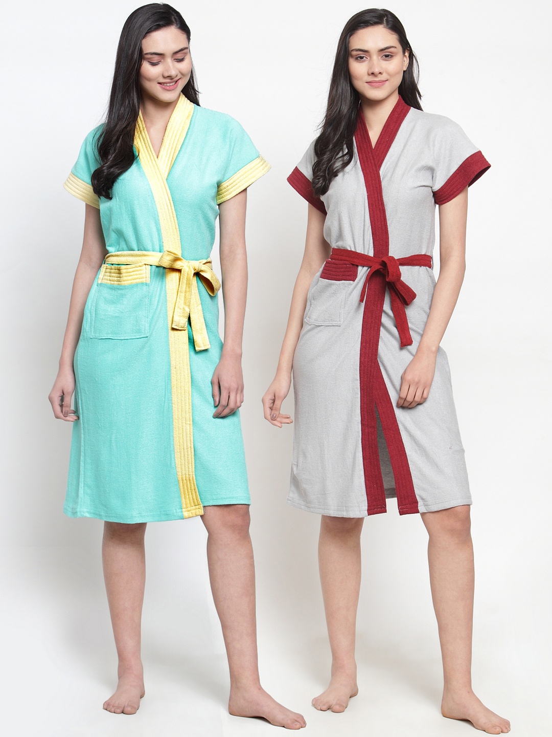 

Secret Wish Women Pack Of 2 Solid Bath Robes, Sea green