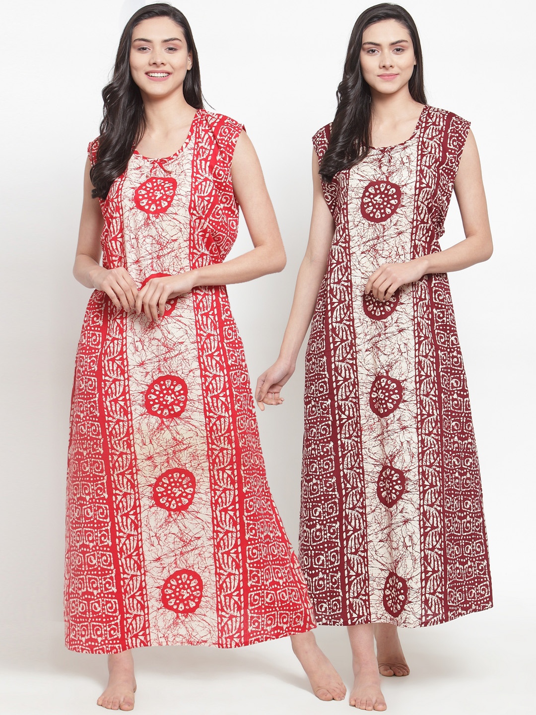 

Secret Wish Pack of 2 Printed Nightdresses, Maroon