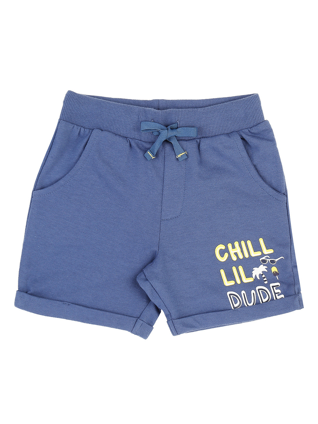 

Pantaloons Baby Boys Blue Solid Regular Fit Shorts with Printed Detail