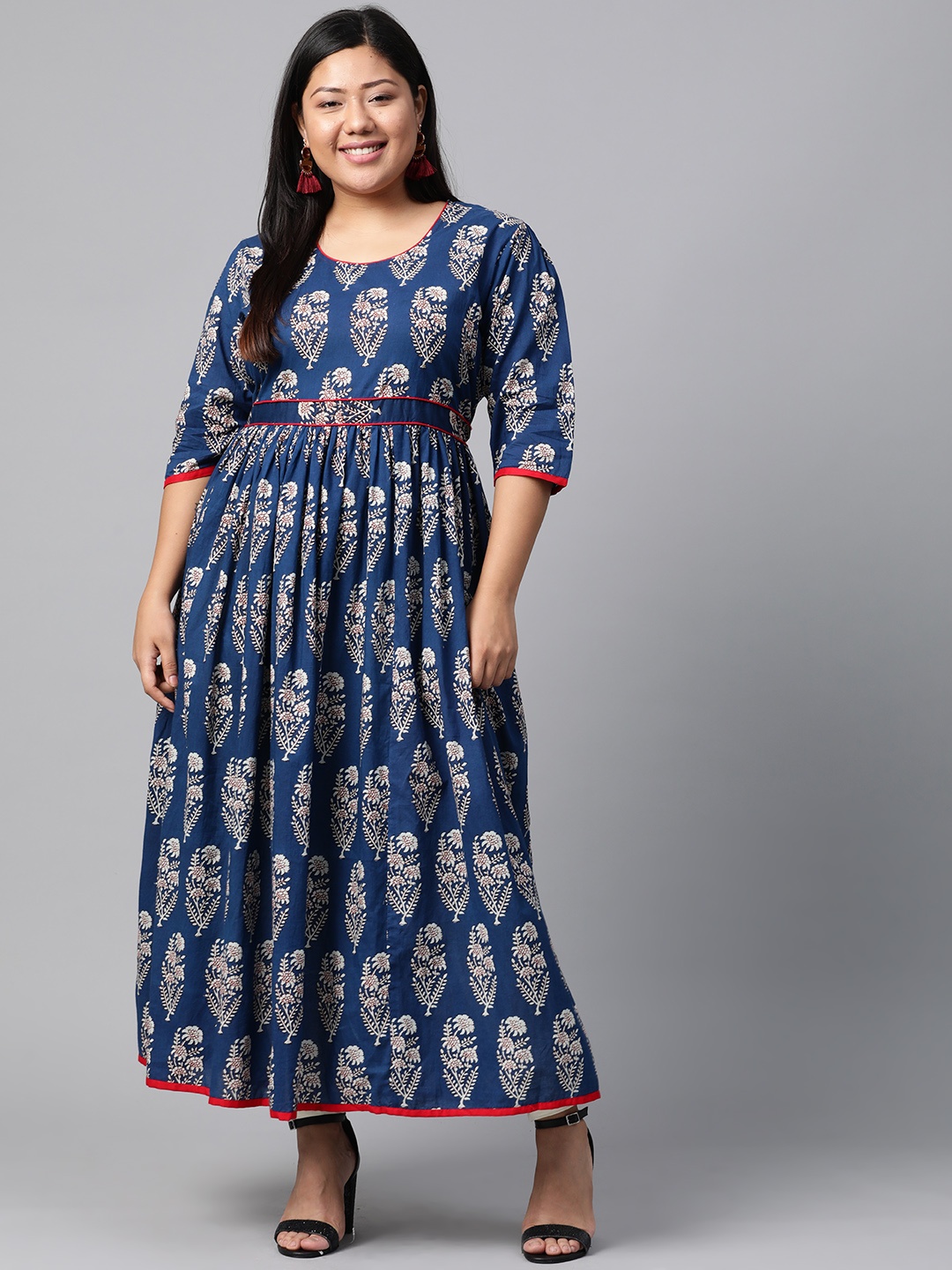 

Divena Women Blue & White Printed Anarkali Kurta