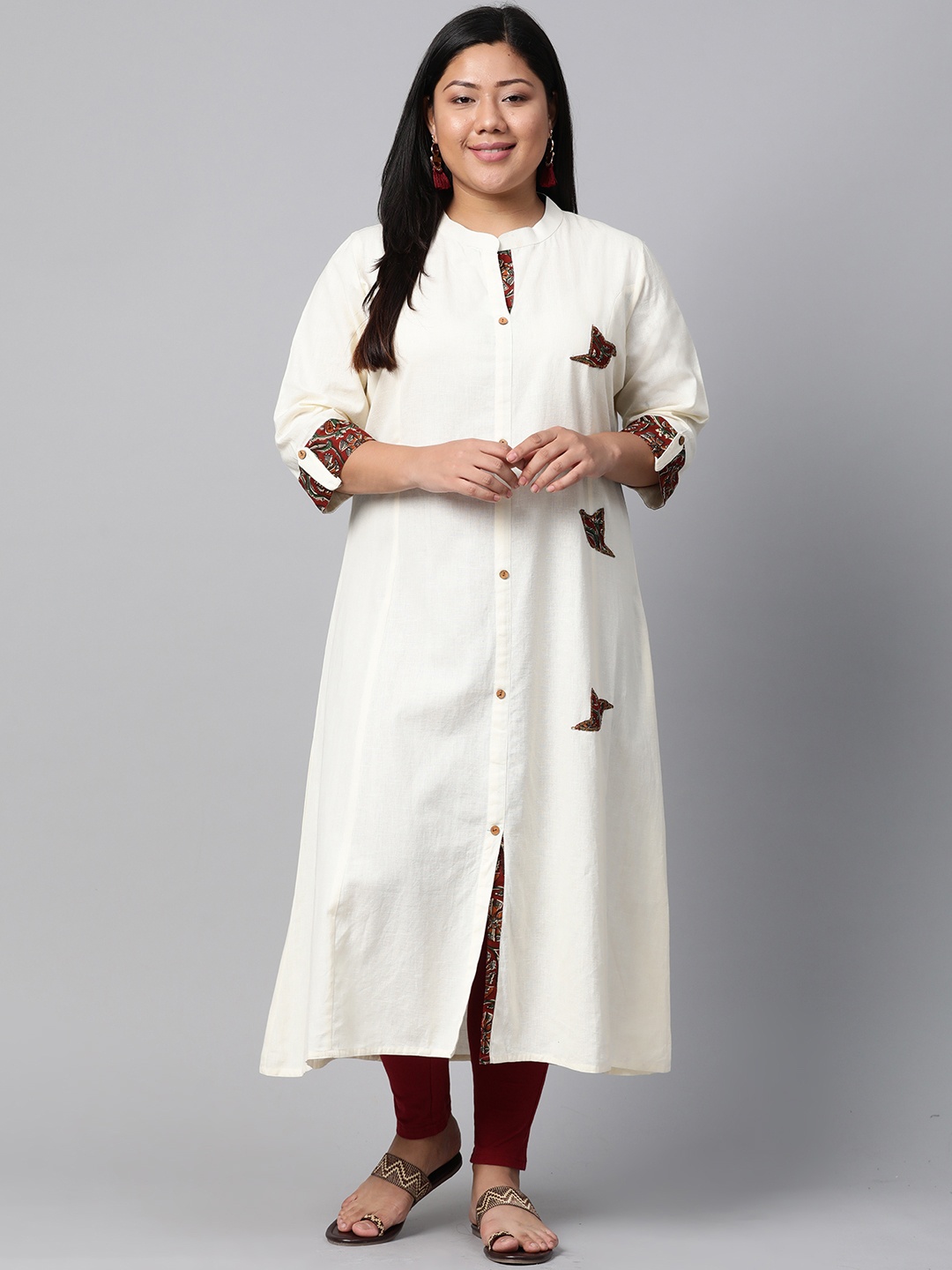 

Divena Women Off-White Solid A-Line Kurta