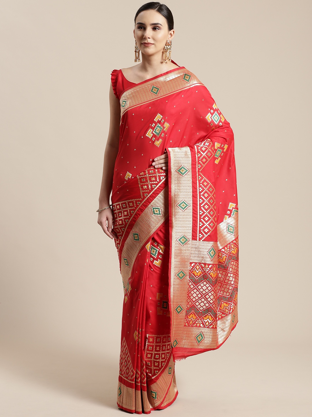 

Saree mall Red & Golden Woven Design Banarasi Saree