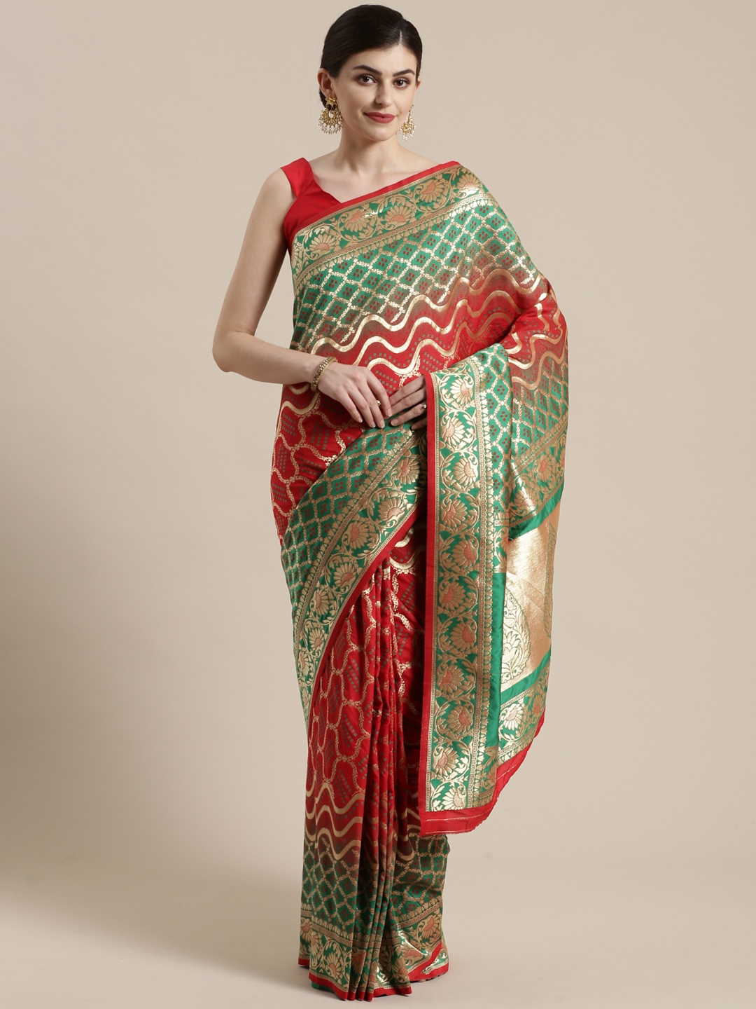 

Saree mall Red & Golden Woven Design Banarasi Saree