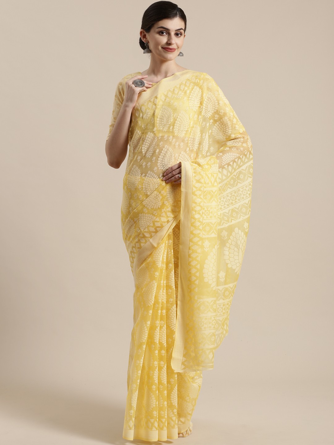 

Saree mall Yellow Printed Saree