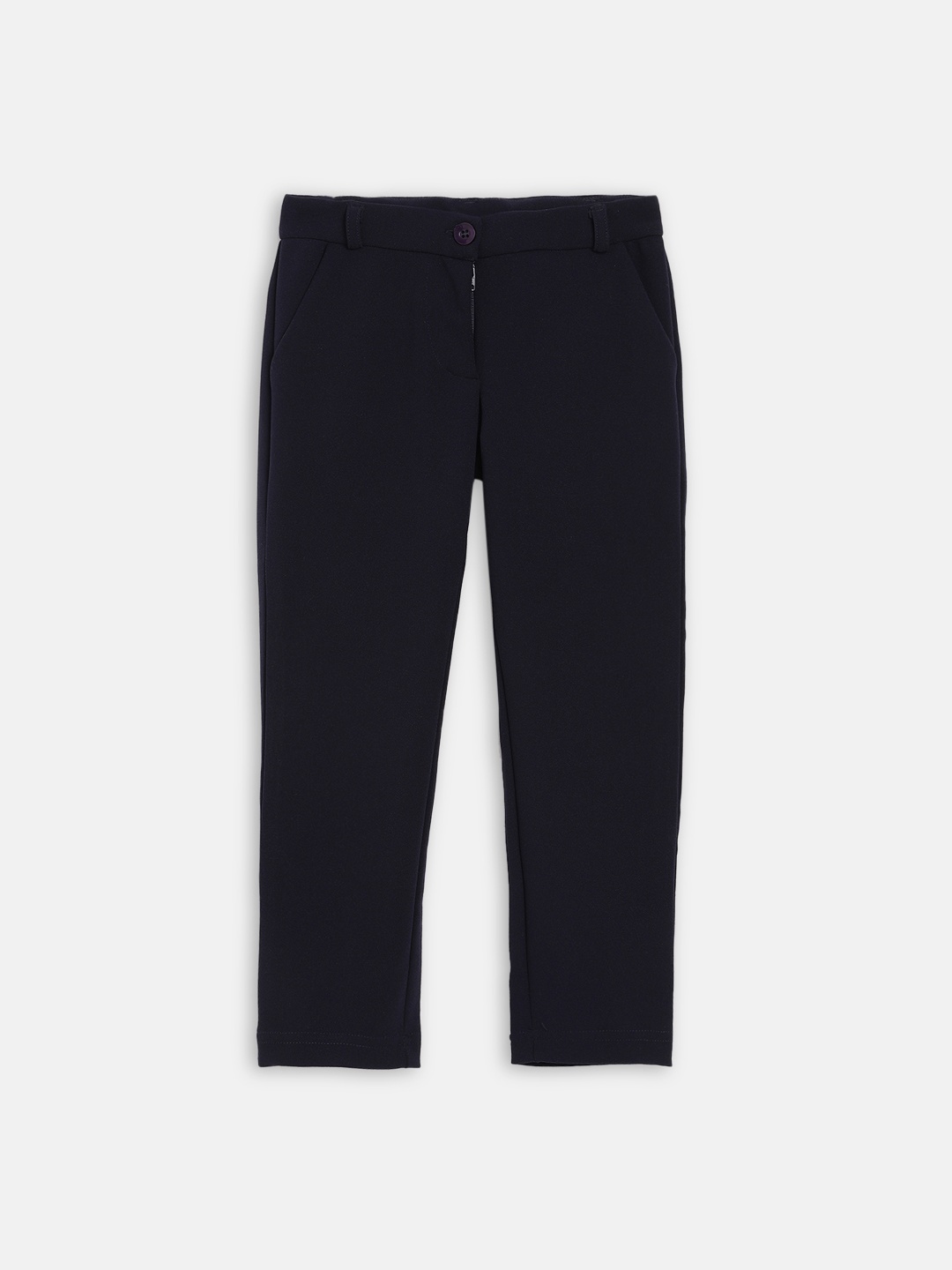 

ELLE Girls Navy Blue Loose Fit Solid Regular Trousers