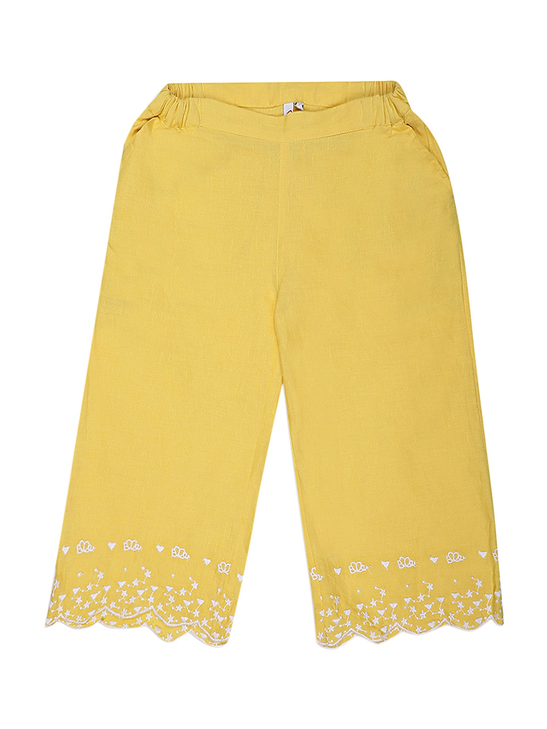 

ELLE Girls Yellow Slim Fit Embroidered Regular Trousers