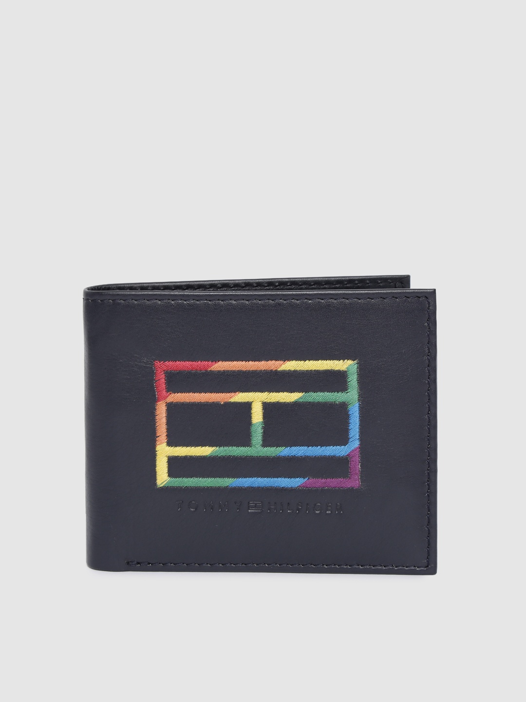 

Tommy Hilfiger Men Navy Blue Genuine Leather Two Fold Wallet