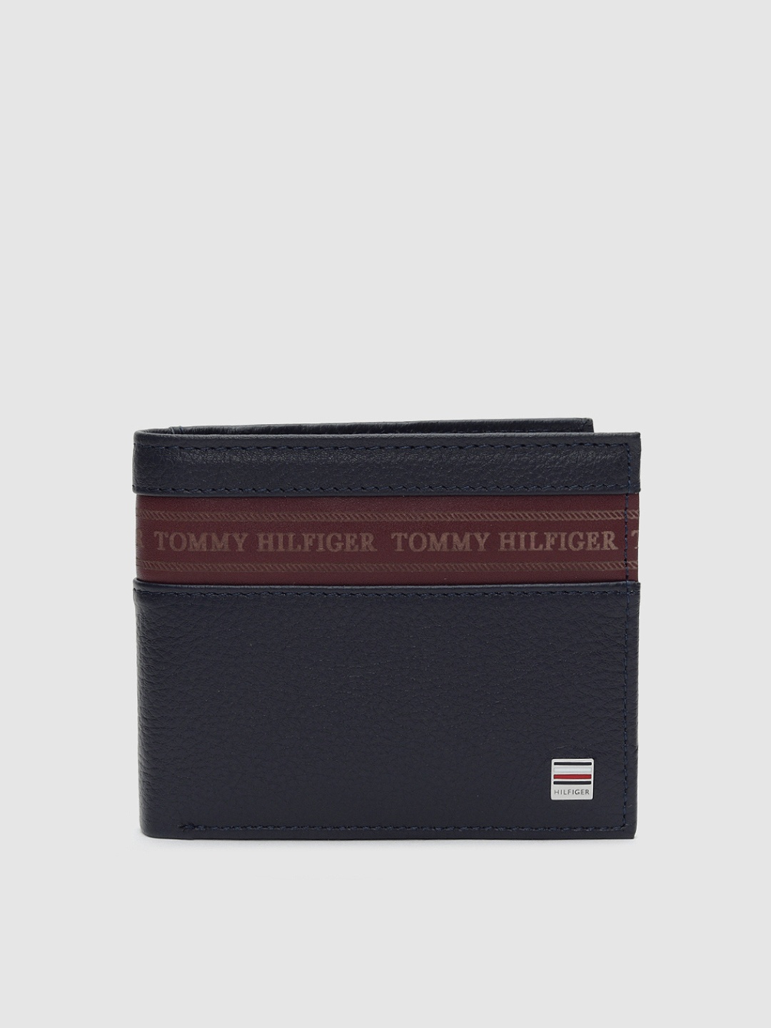 

Tommy Hilfiger Men Navy Blue Solid Two Fold Leather Wallet