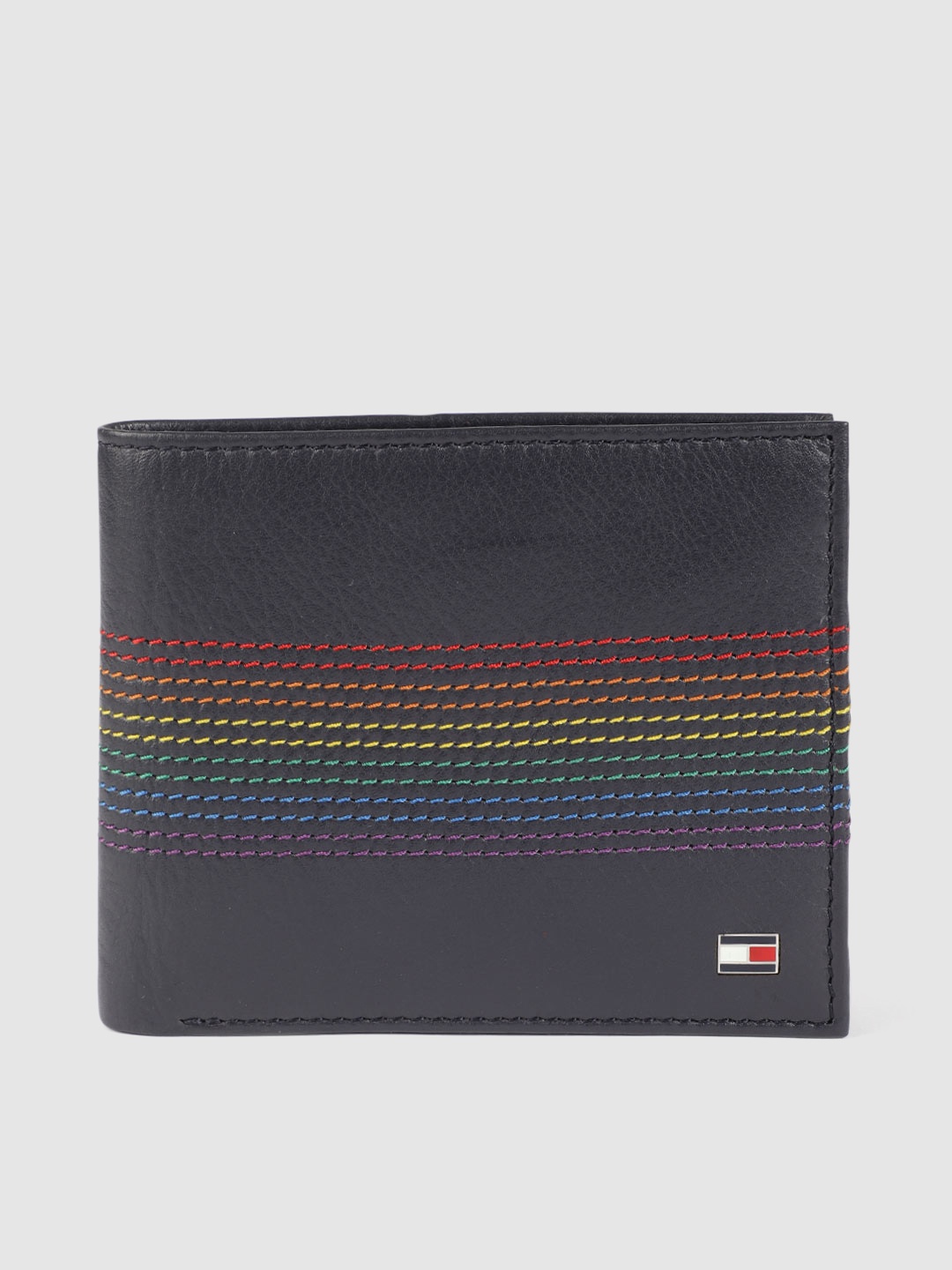 

Tommy Hilfiger Men Navy Blue Solid Leather Two Fold Wallet