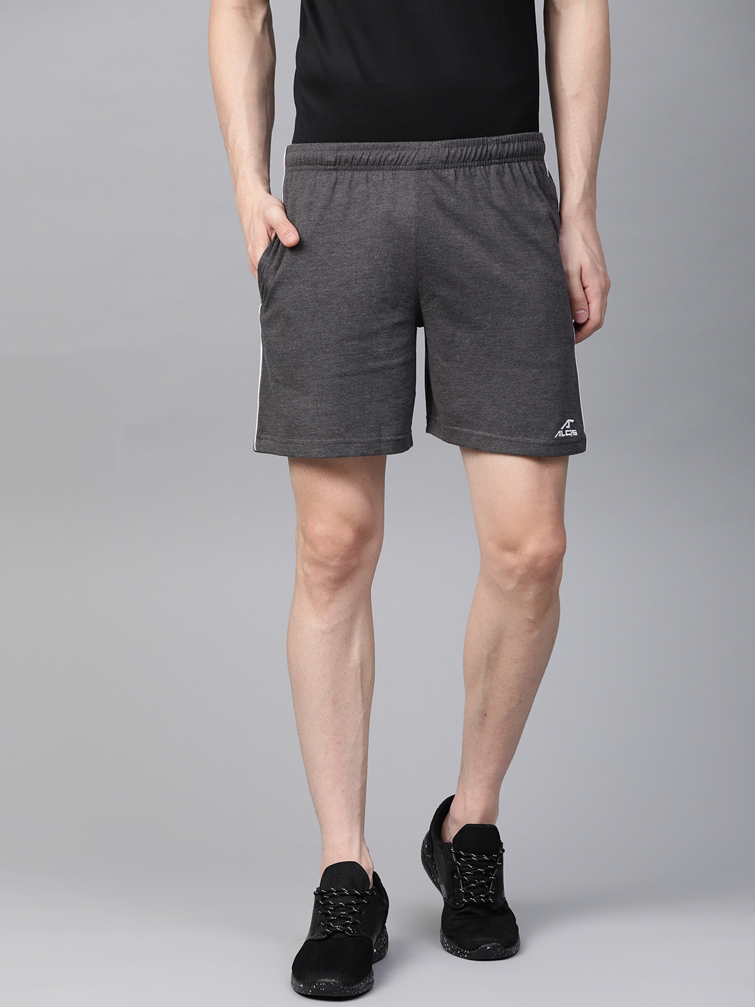

Alcis Men Charcoal Solid Regular Fit Sports Shorts
