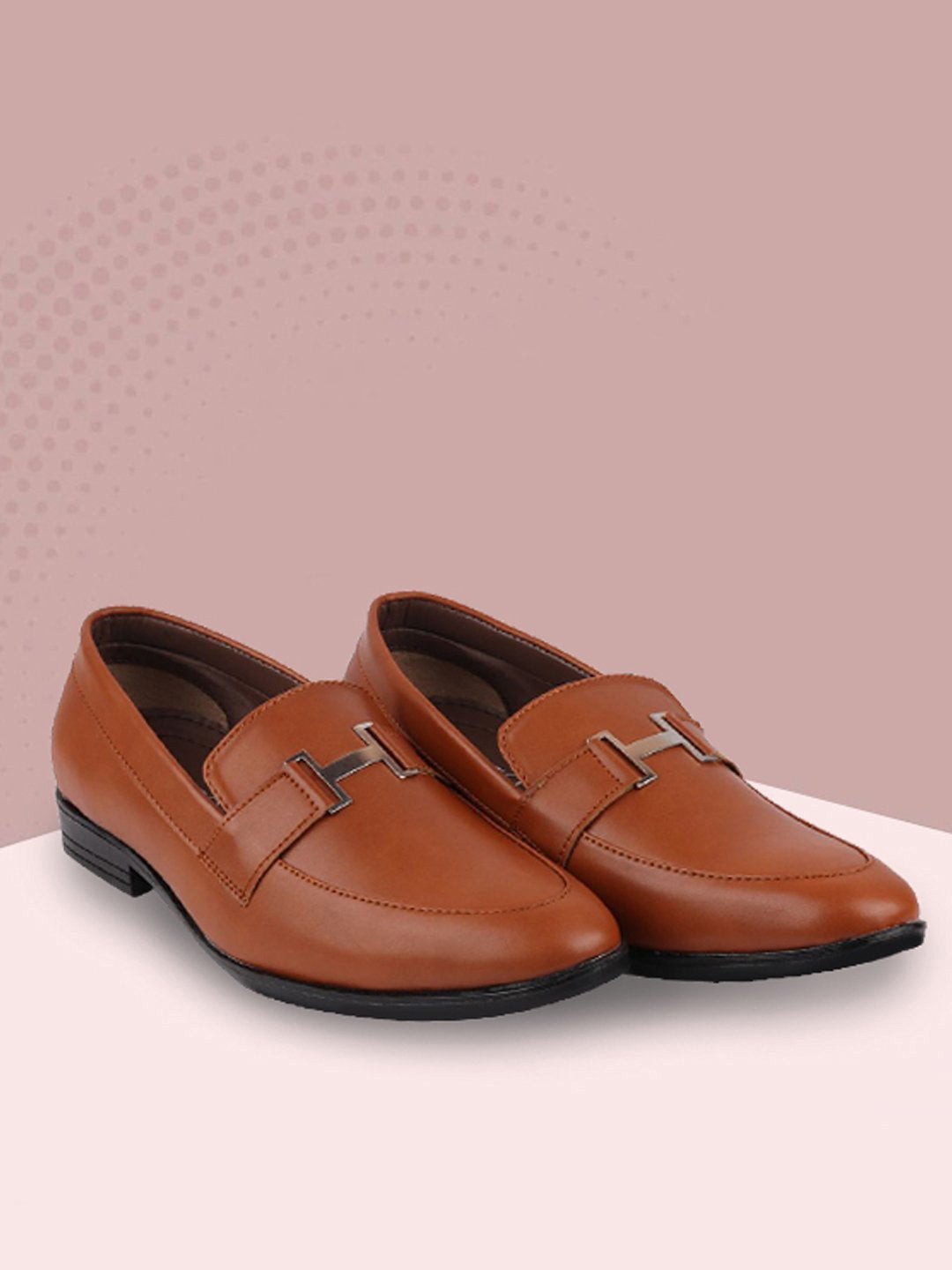 

FAUSTO Men Tan Brown Solid Loafers