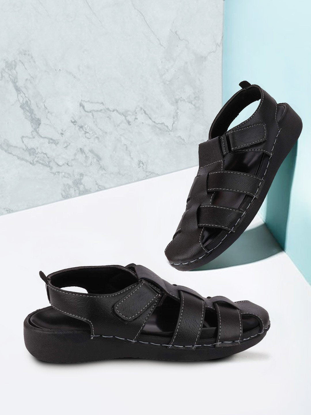 

FAUSTO Men Black Fisherman Sandals