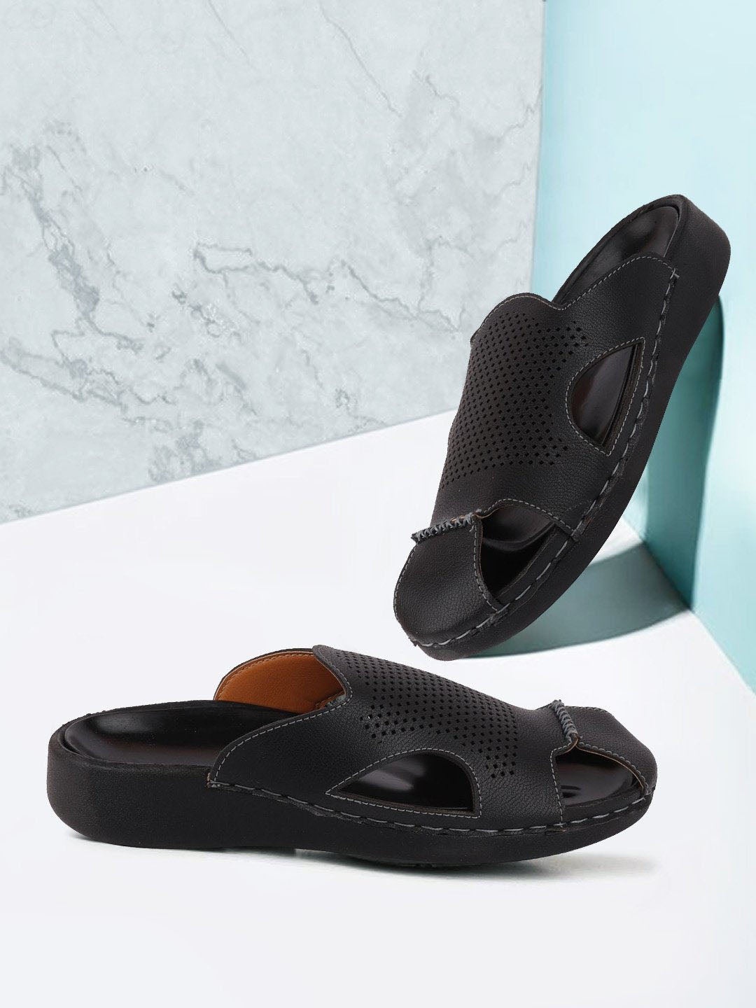 

FAUSTO Men Black Comfort Sandals