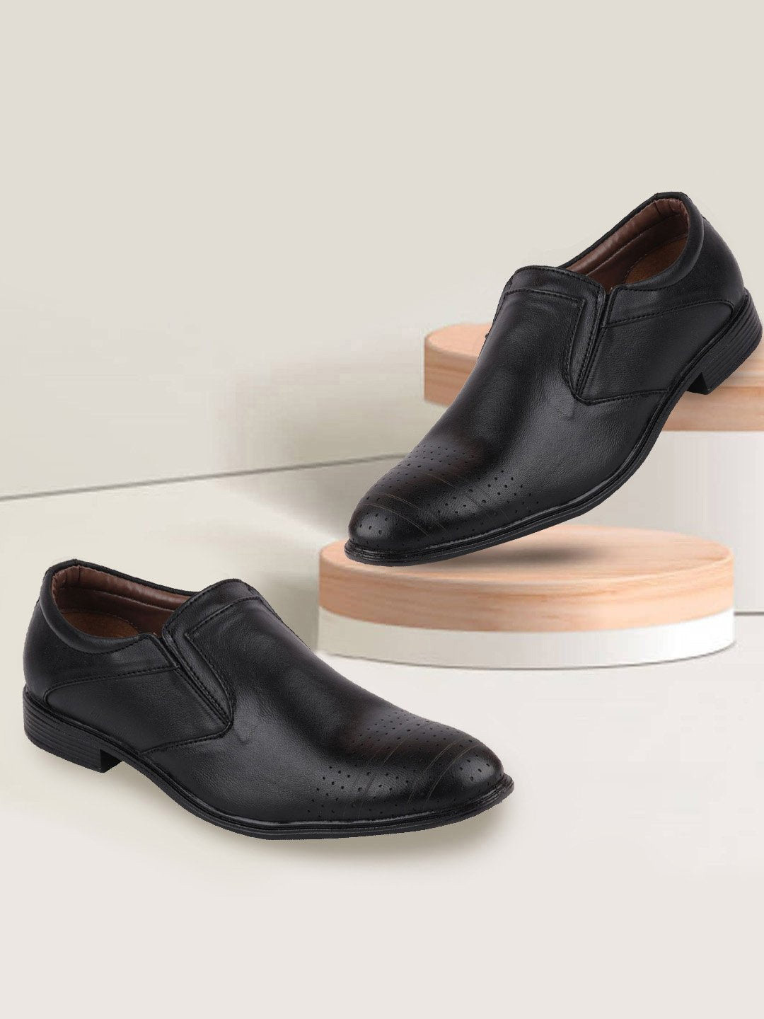 

FAUSTO Men Black Solid Formal Slip-Ons