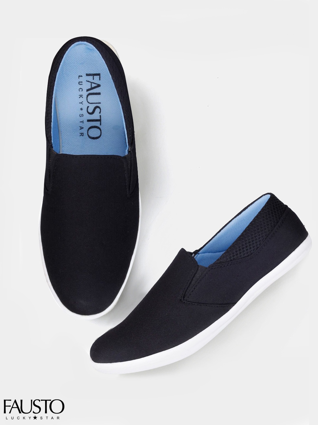 

FAUSTO Men Black Solid Slip-On Sneakers