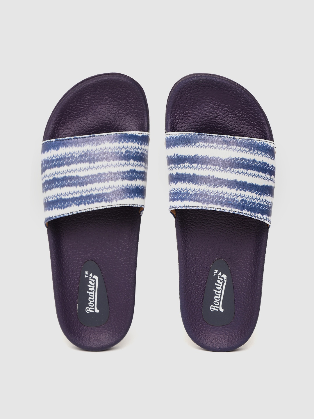 

Roadster Women White & Blue Printed Sliders