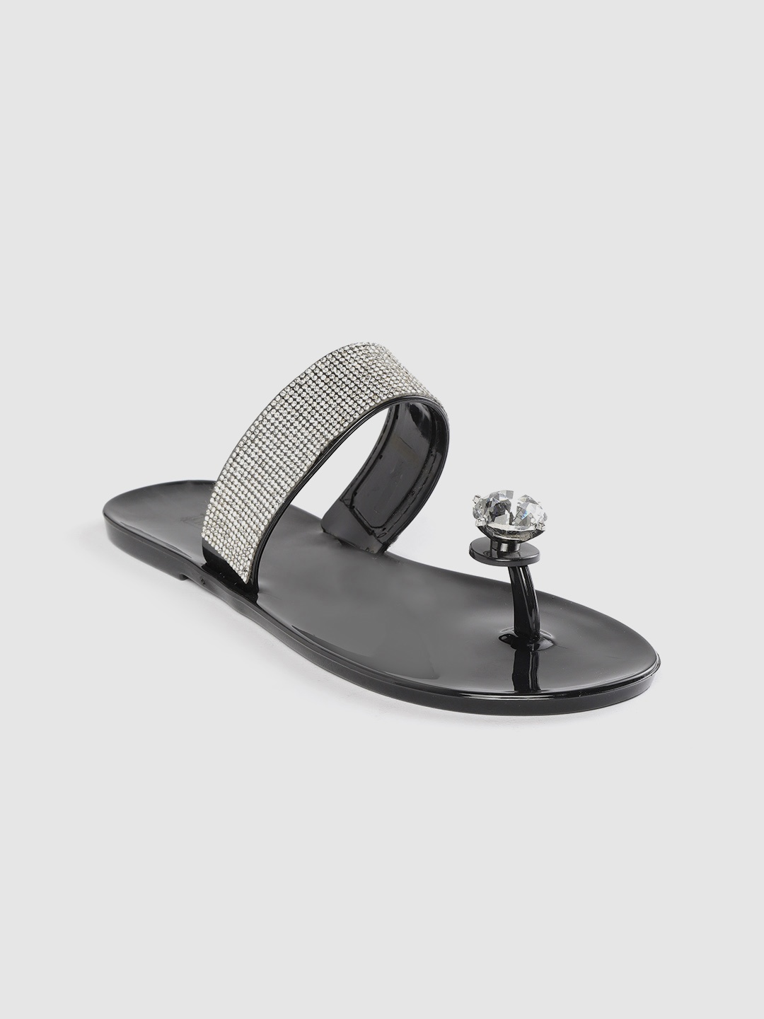 

Lavie Women Silver-Toned Embellished Open Toe Flats