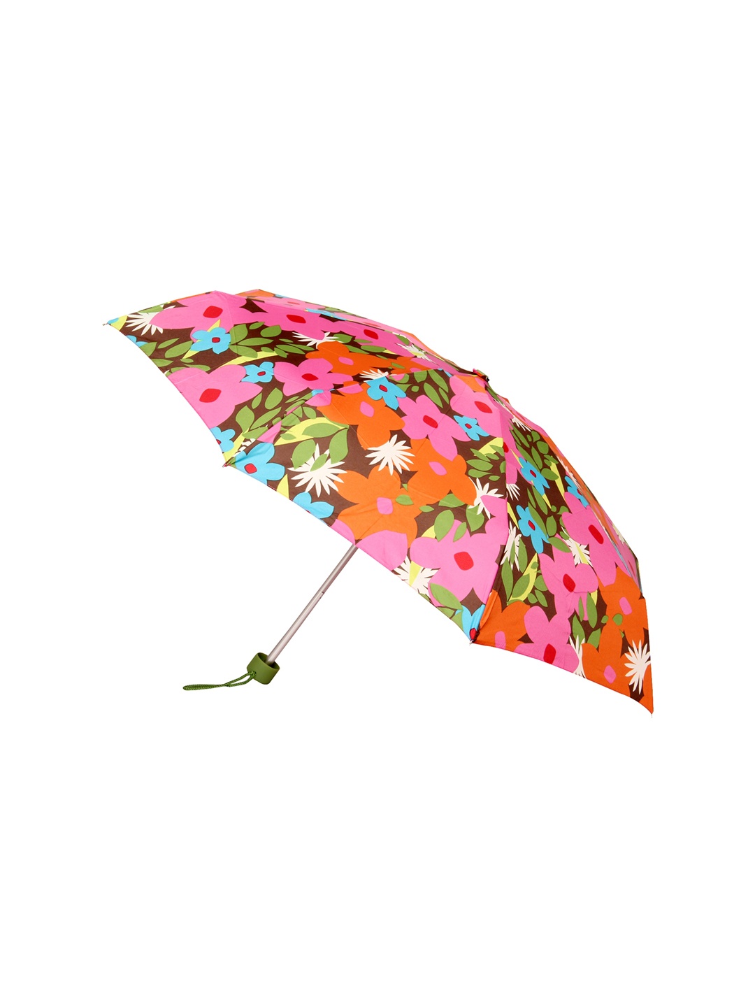 

FabSeasons Unisex Brown & Pink Floral Printed Small Compact 5-Fold Manual Umbrella