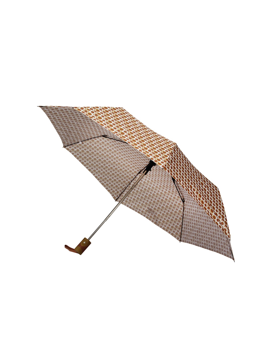 

FabSeasons Unisex Brown & White Geometric Printed 3 Fold Fancy Semi-Automatic Umbrella