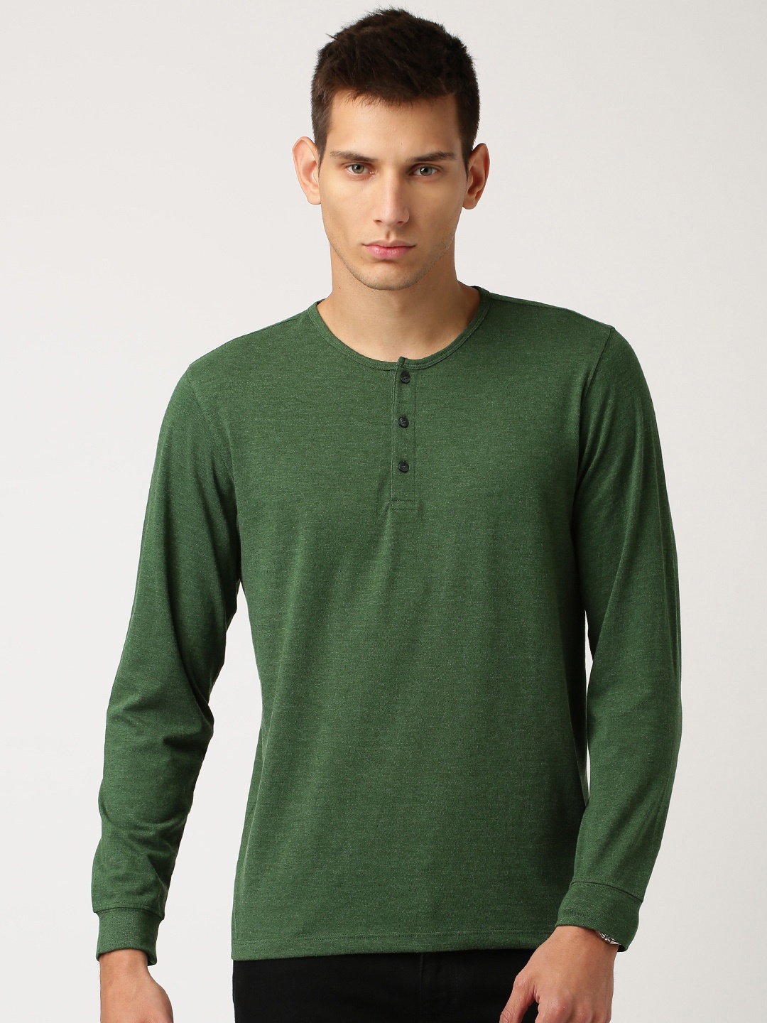 

ETHER Green Henley T-shirt