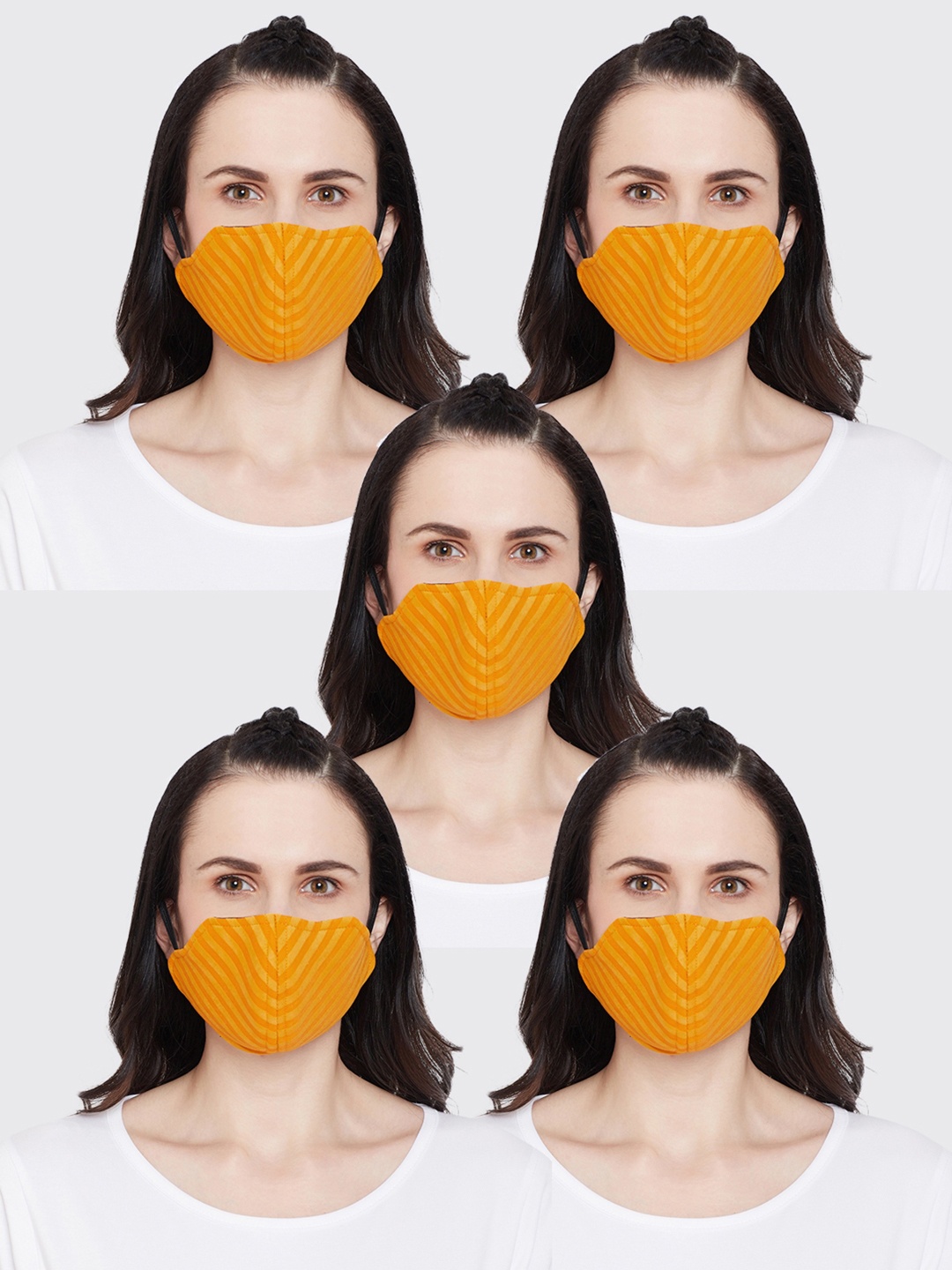 

Pannkh Unisex Yellow 5 Pcs 2 Ply Solid Reusable Outdoor Masks