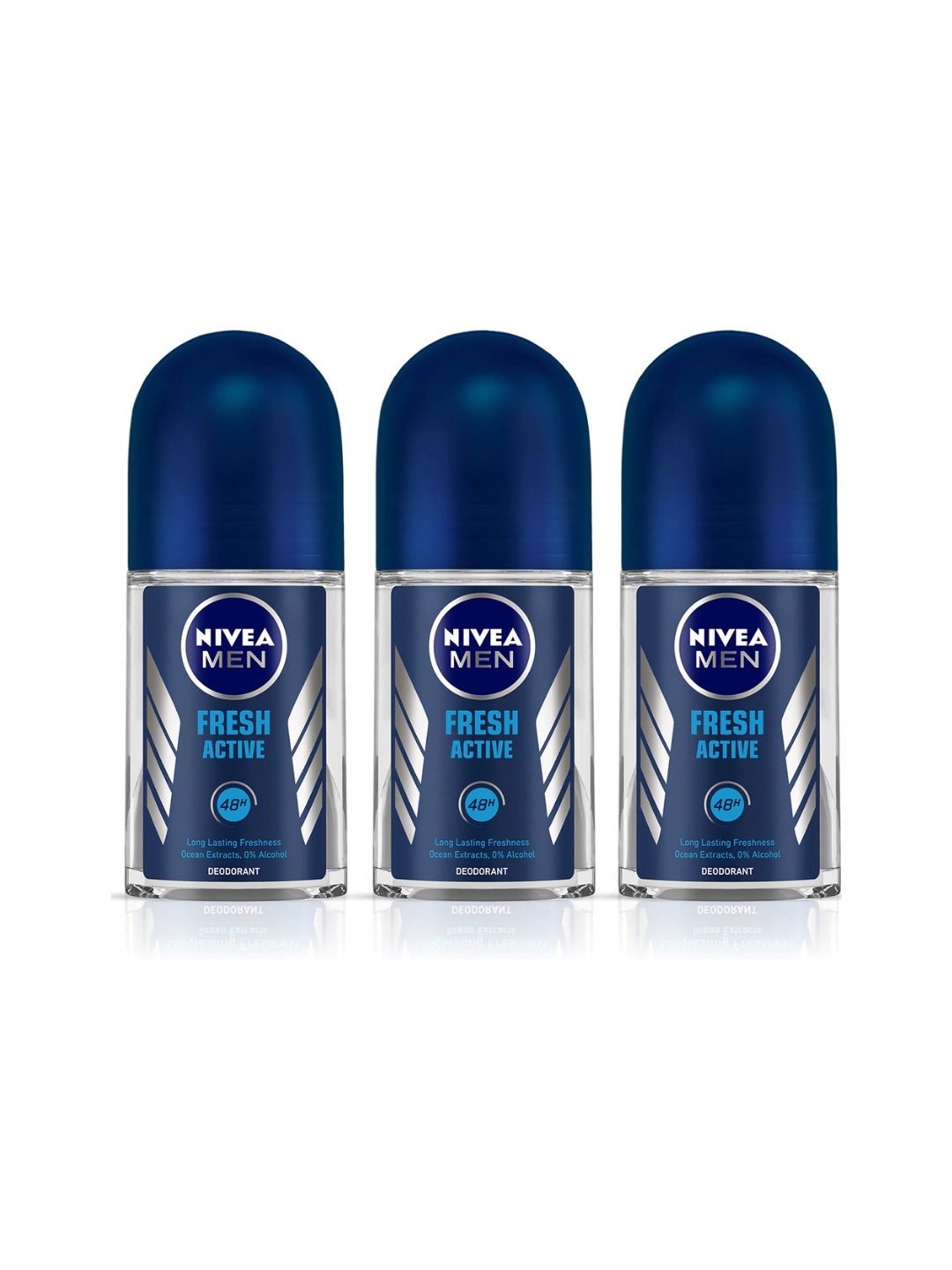 

Nivea Men Set of 3 Fresh Active Roll On 48h Deodorant, Blue