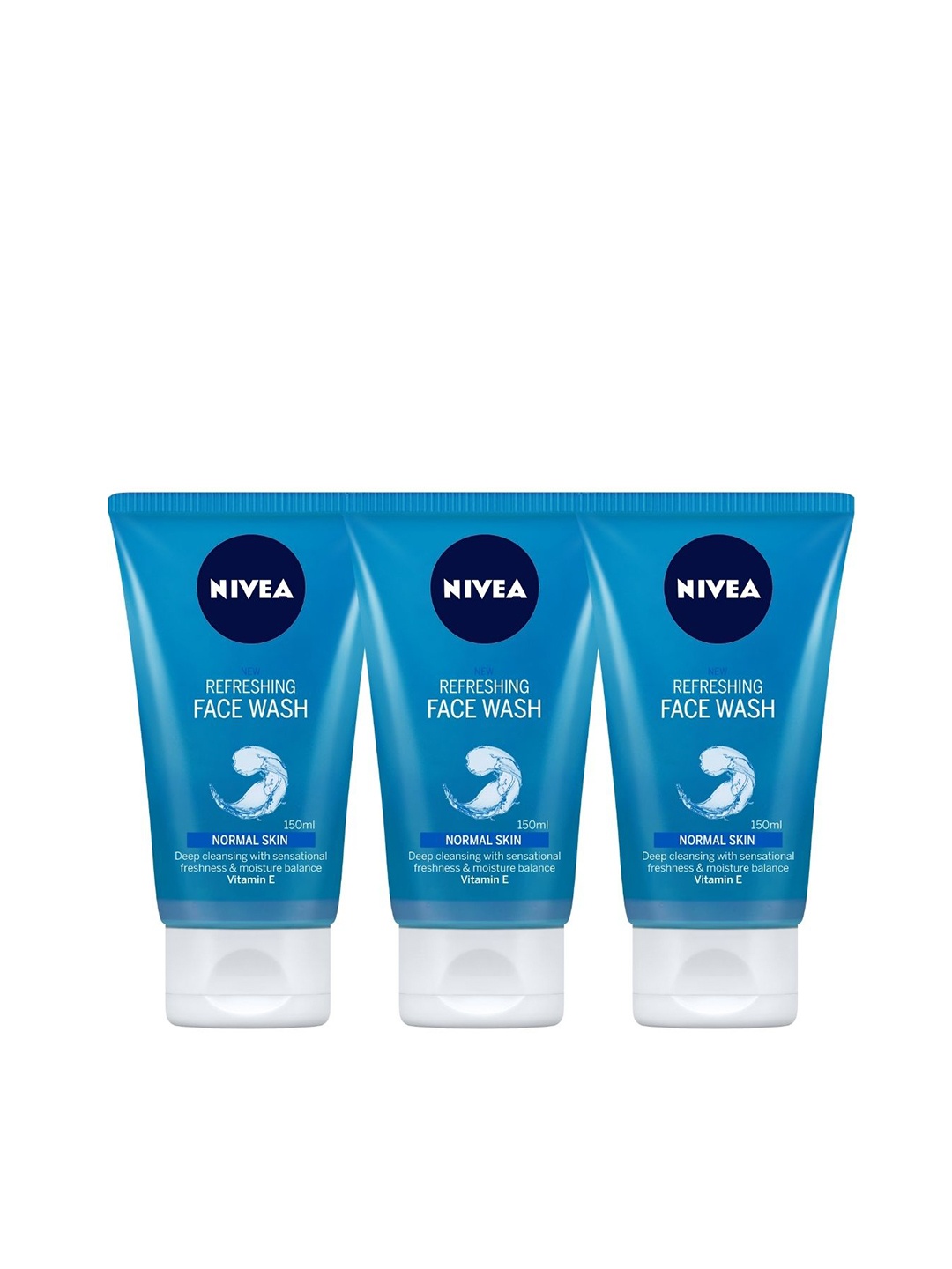 

Nivea Set of 3 Refreshing Face Wash for Normal Skin, Blue
