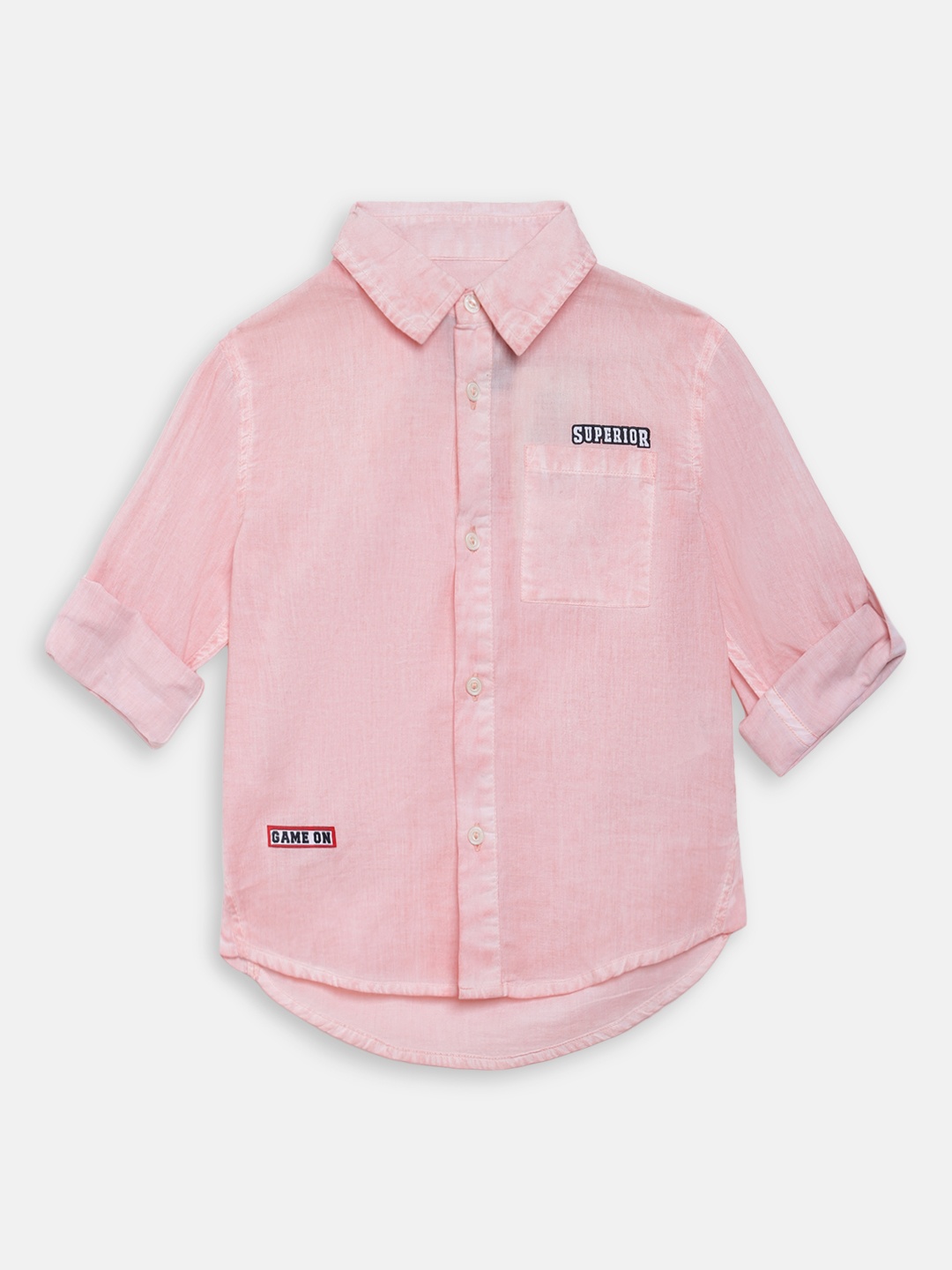 

Blue Giraffe Boys Rose Pink Regular Fit Solid Casual Shirt