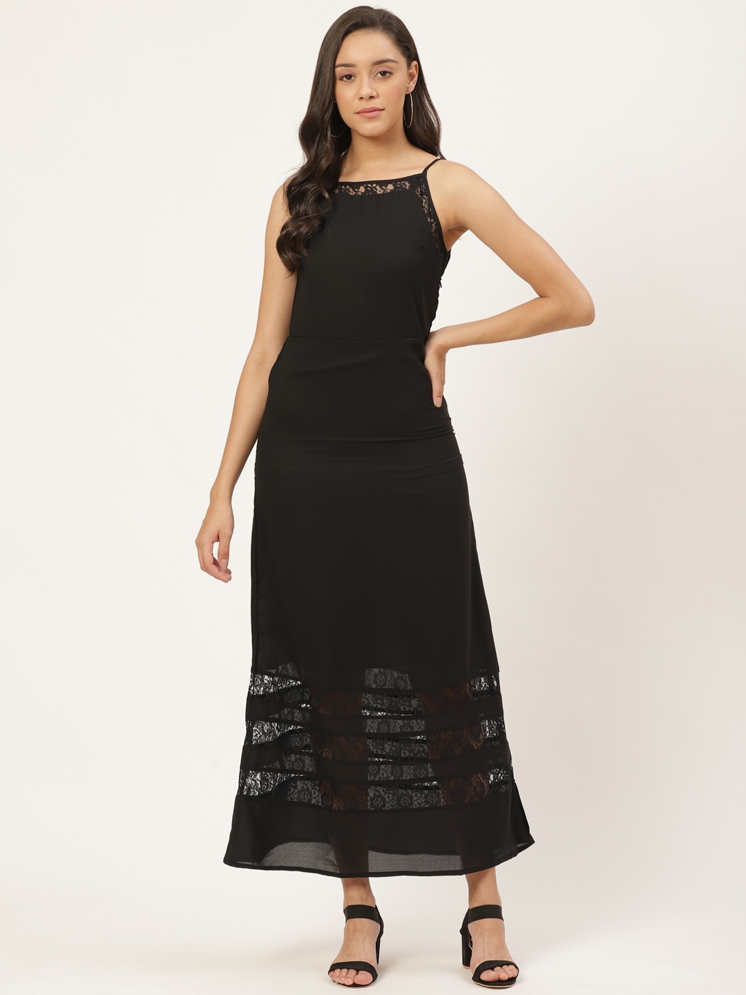 

Trend Arrest Women Black Lace Detail Maxi Dress