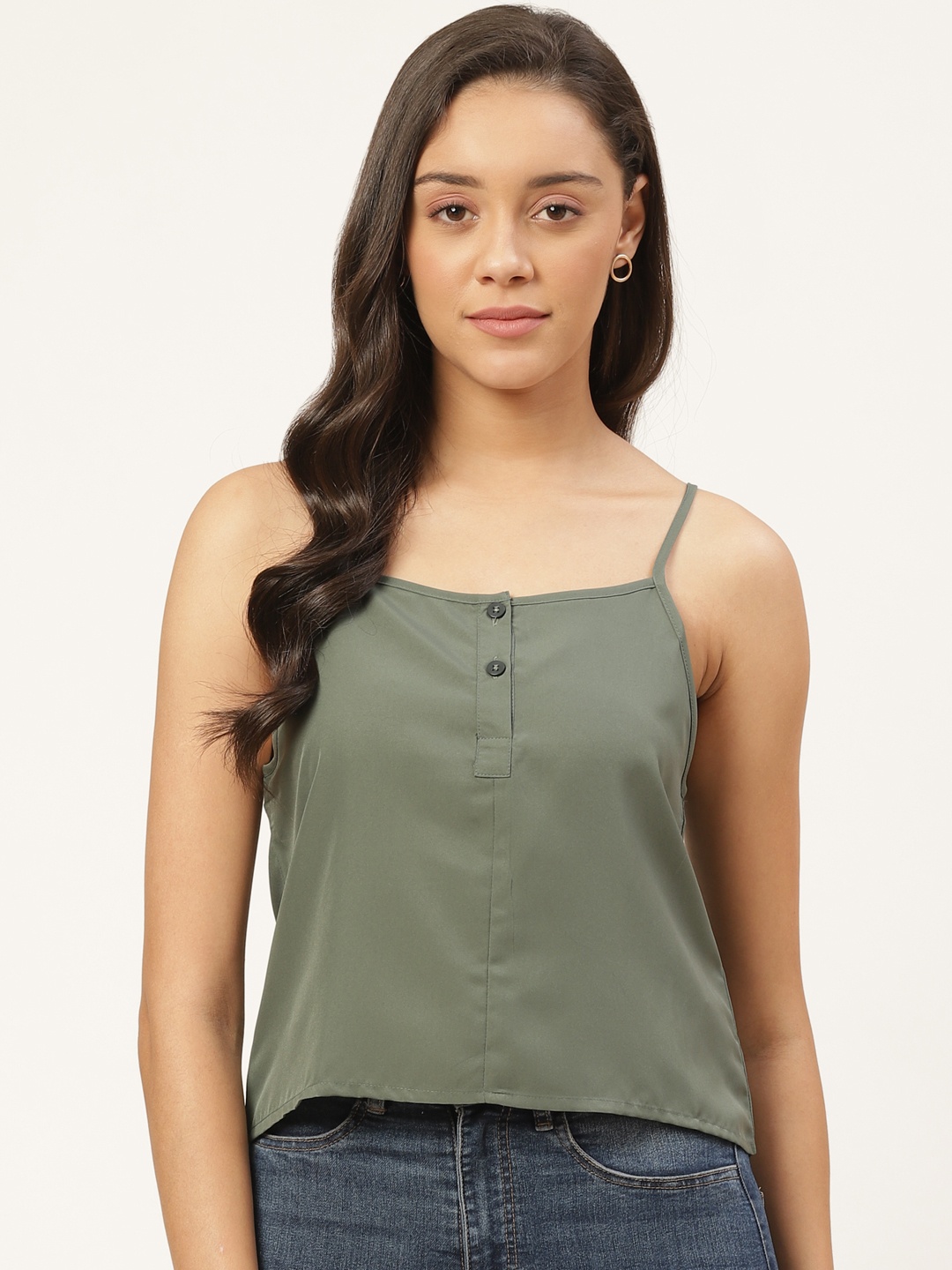 

Trend Arrest Women Olive Green Solid Camisole Top