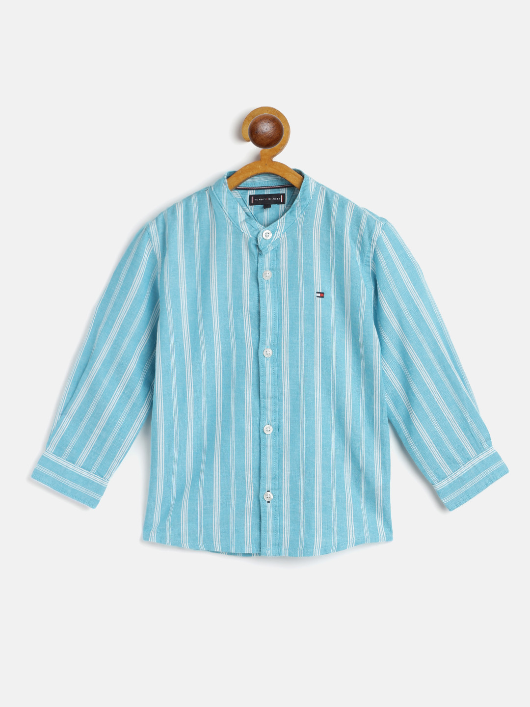 

Tommy Hilfiger Boys Blue Slim Fit Striped Casual Shirt