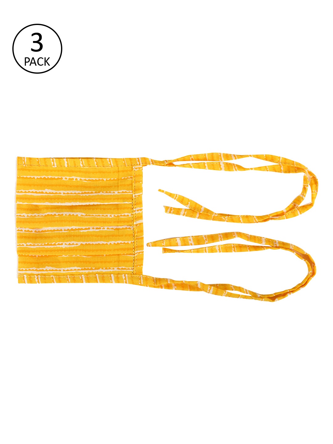 

Tossido Women Yellow Pack Of 3 2-Ply Reusable Reversible Masks